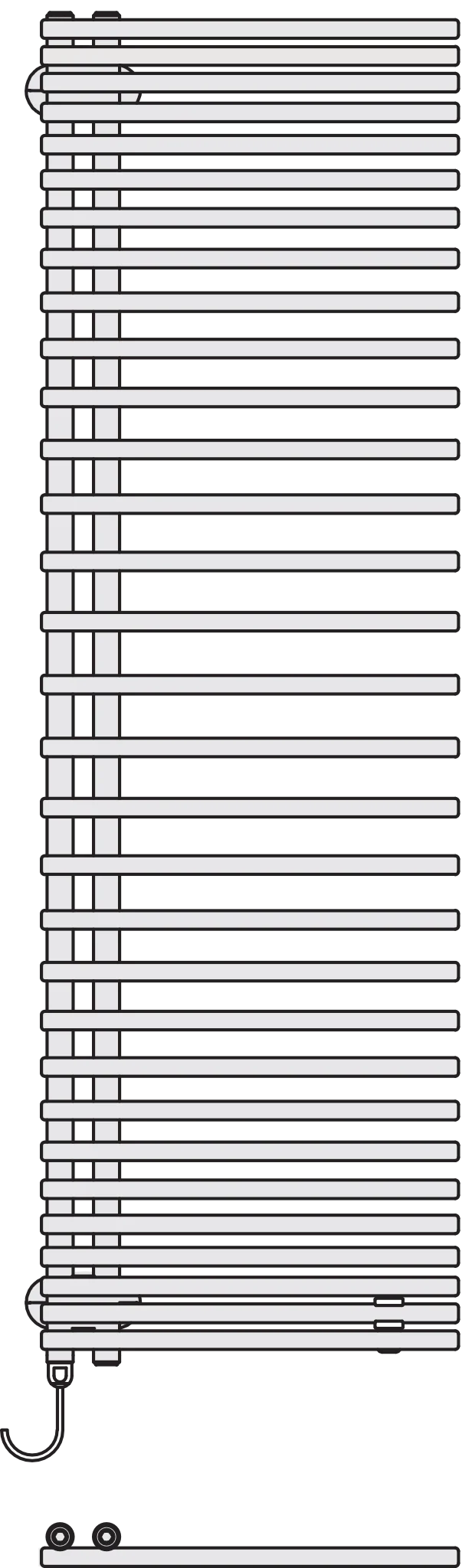 Arbonia Design-Elektroheizkörper „Bagnotherm® Move Watt“ 45 × 150 cm in glanzsilber Metallic