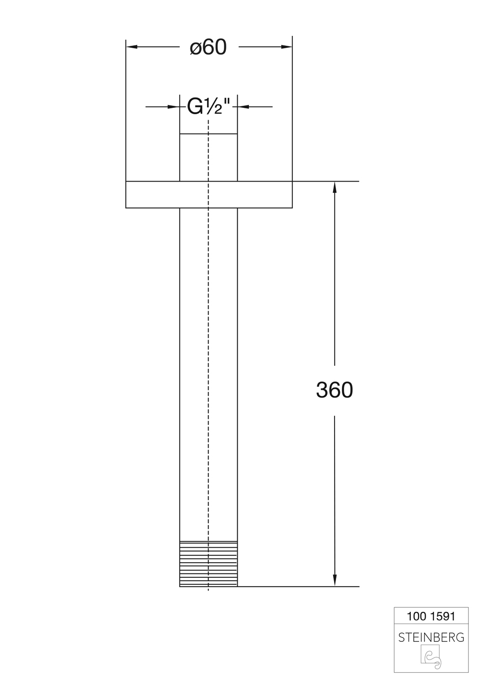 Serie 100 Universal Brausearm, Deckenmontage 36 cm Serie 100 Universal Brausearm, Deckenmontage 36 cm