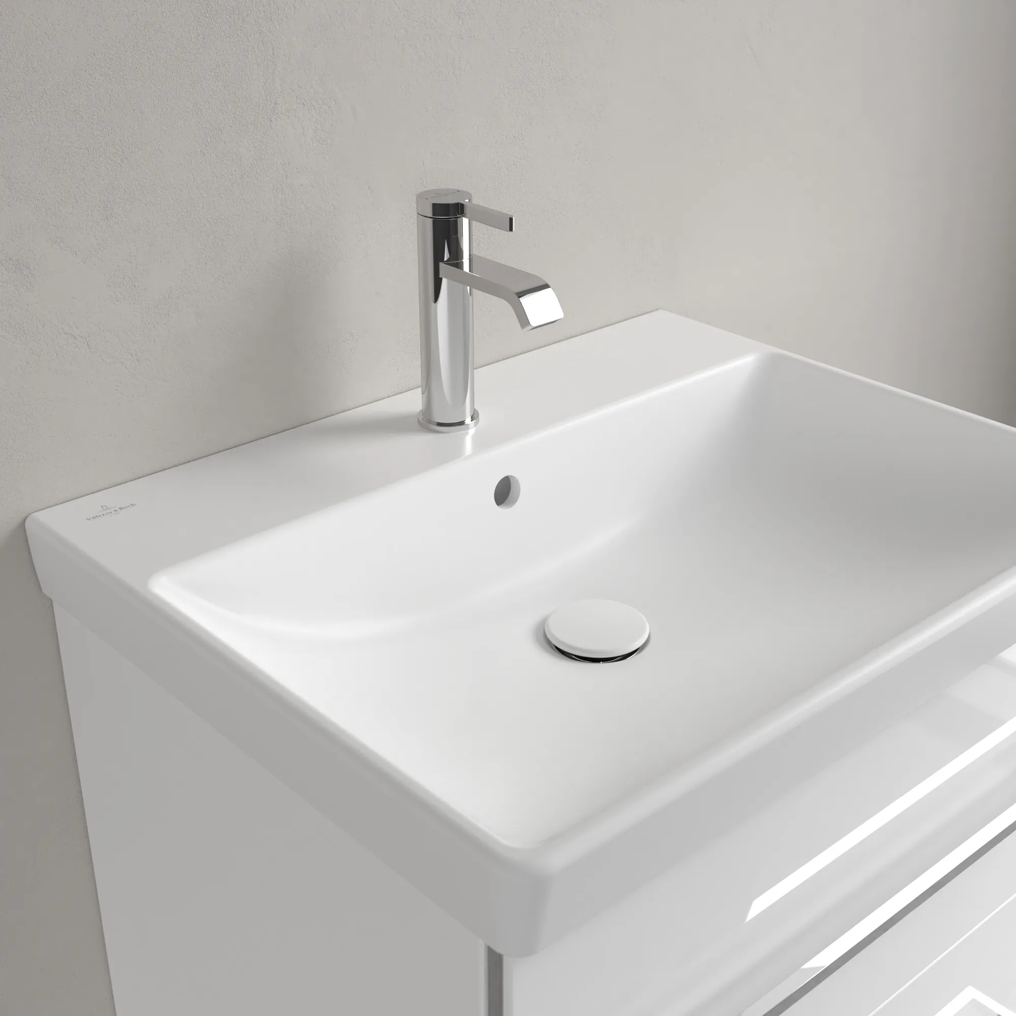 Villeroy & Boch Avento Waschbecken, 600x470x180 mm, Stone White CeramicPlus, Rechteck, mit Überlauf, Wandmontage Villeroy & Boch Avento Waschbecken, 600x470x180 mm, Stone White CeramicPlus, Rechteck, mit Überlauf, Wandmontage