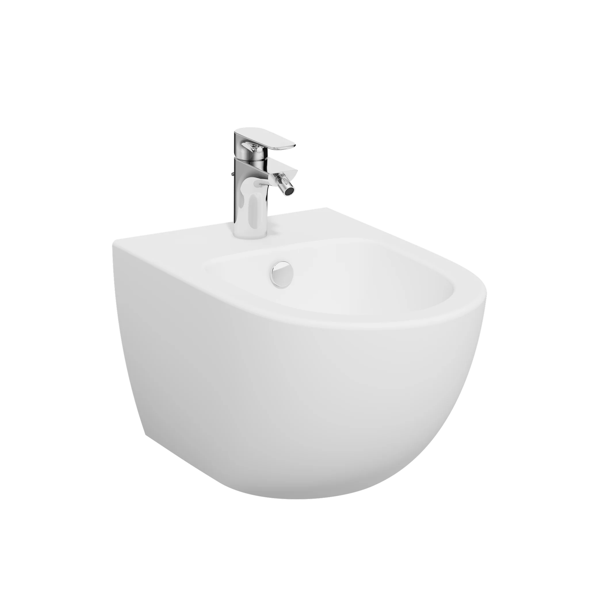 VitrA Sento Wand-Bidet Edelweiß, 365 x 540 mm, mit Hahnloch und Überlaufloch, verdeckte Befestigung V-Fit 2.0