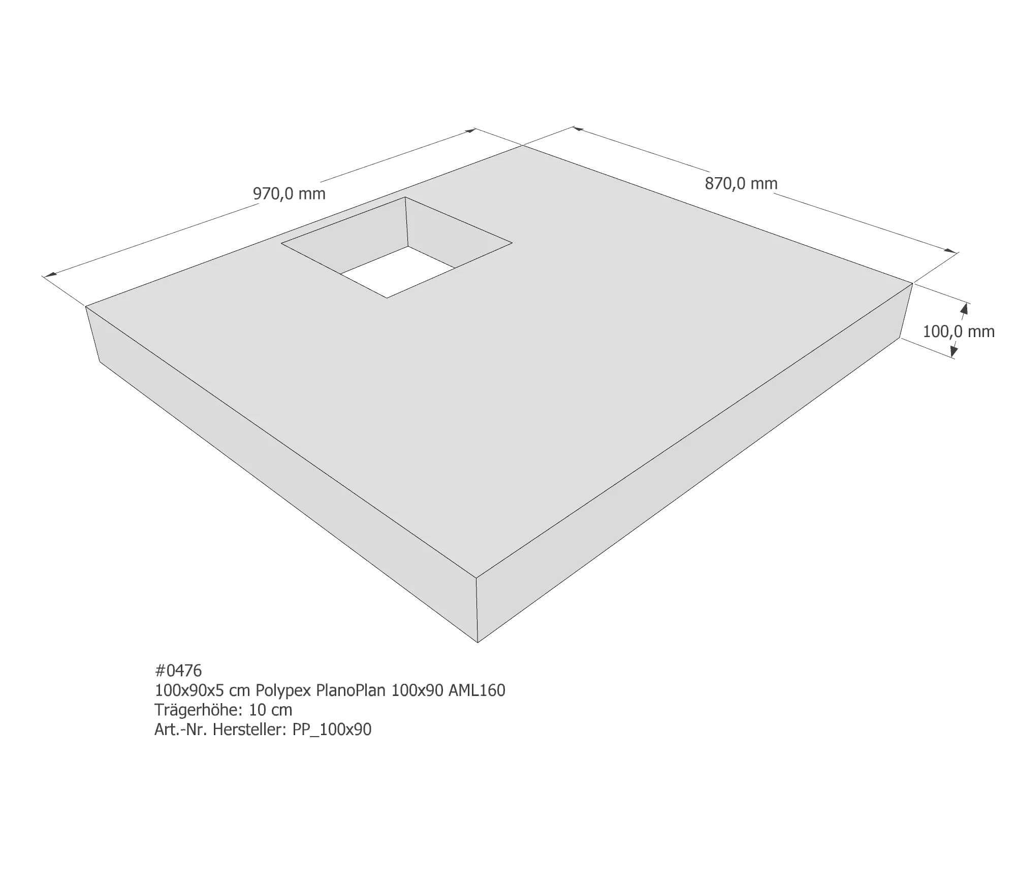 Duschwannenträger für Polypex PlanoPlan 100 × 90 × 5 cm Duschwannenträger für Polypex PlanoPlan 100 × 90 × 5 cm