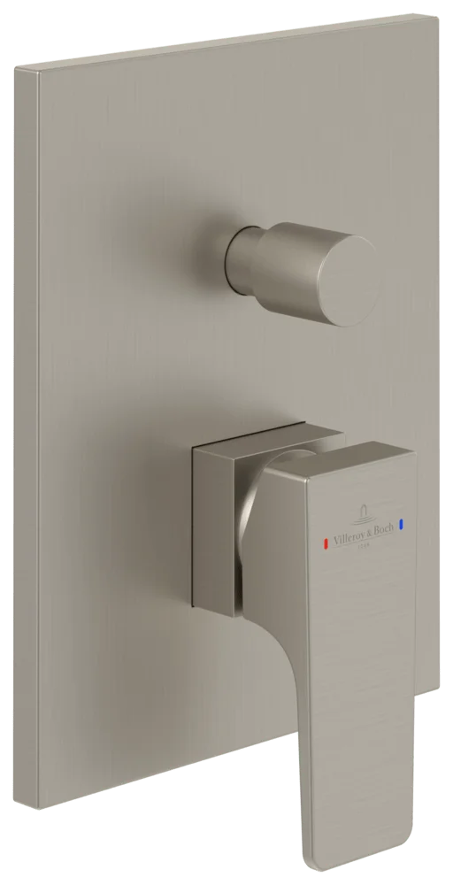 Villeroy & Boch Architectura Square Duscharmatur, Brushed Nickel Matt, 190 x 150 x 54 mm, Einhebel-Unterputz-Armatur mit Keramikkartusche Villeroy & Boch Architectura Square Duscharmatur, Brushed Nickel Matt, 190 x 150 x 54 mm, Einhebel-Unterputz-Armatur mit Keramikkartusche