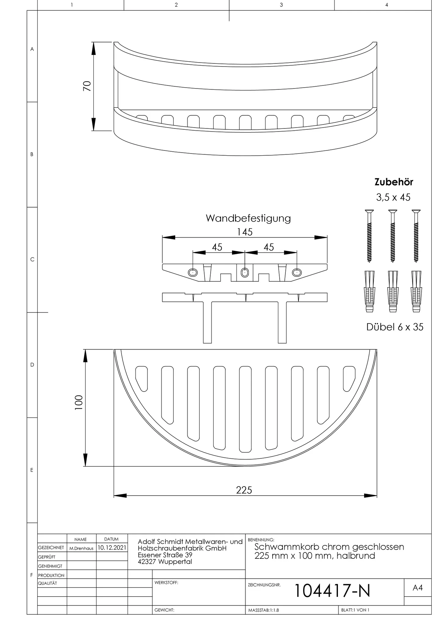 ASW Schwammkorb geschlossen matt schwarz