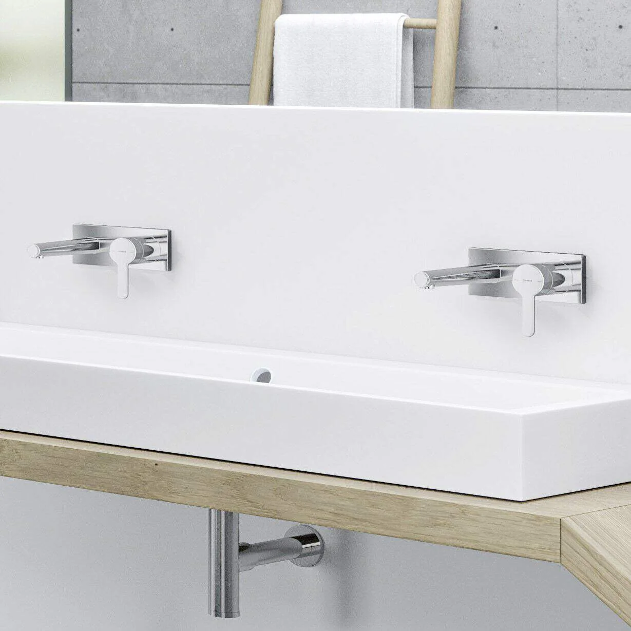 HansaDESIGNO Style Waschtischarmatur EHM FM-Set f. WT-Batt. HansaDESIGNO Style 5109 Rosette eckig Ausld. 194mm DN15 Chrom