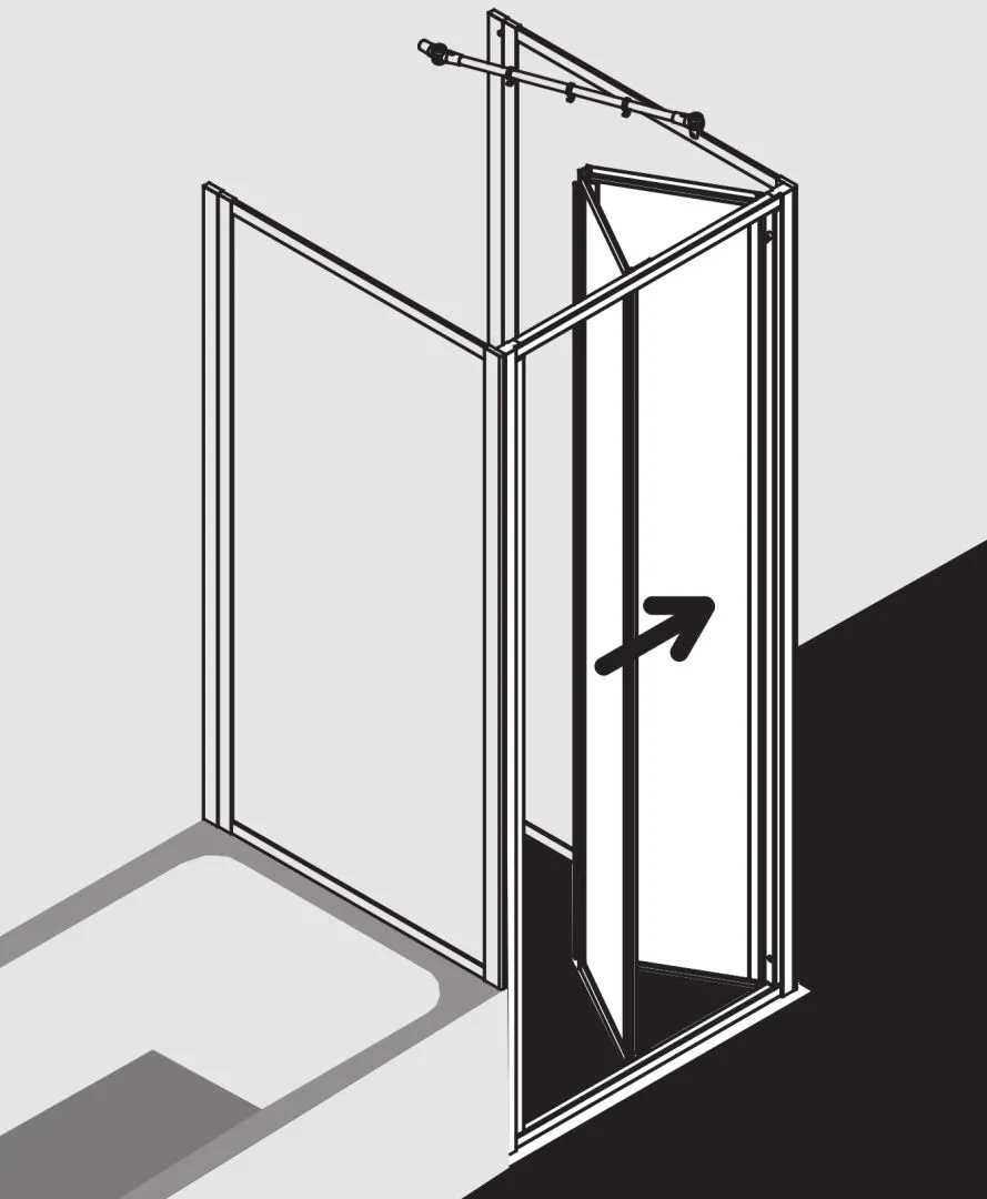 Kermi Duschtür Falttür für Nische und Ecke „NOVA 2000“ Glas Kerolan Fontana, Profile Silber Mattglanz, BV: 660 - 700 mm WE: 660 - 700 mm H: 2000 mm