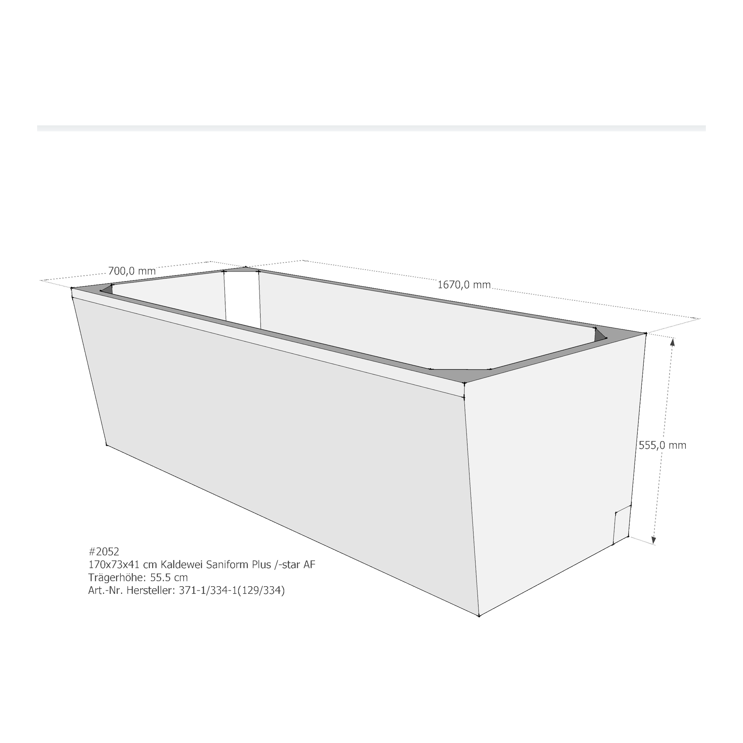 Badewannenträger für Kaldewei Saniform Plus 170 × 73 × 41 cm Breite: 73 cm / Höhe: 41 cm / Länge: 170 cm Badewannenträger für Kaldewei Saniform Plus 170 × 73 × 41 cm Breite: 73 cm / Höhe: 41 cm / Länge: 170 cm