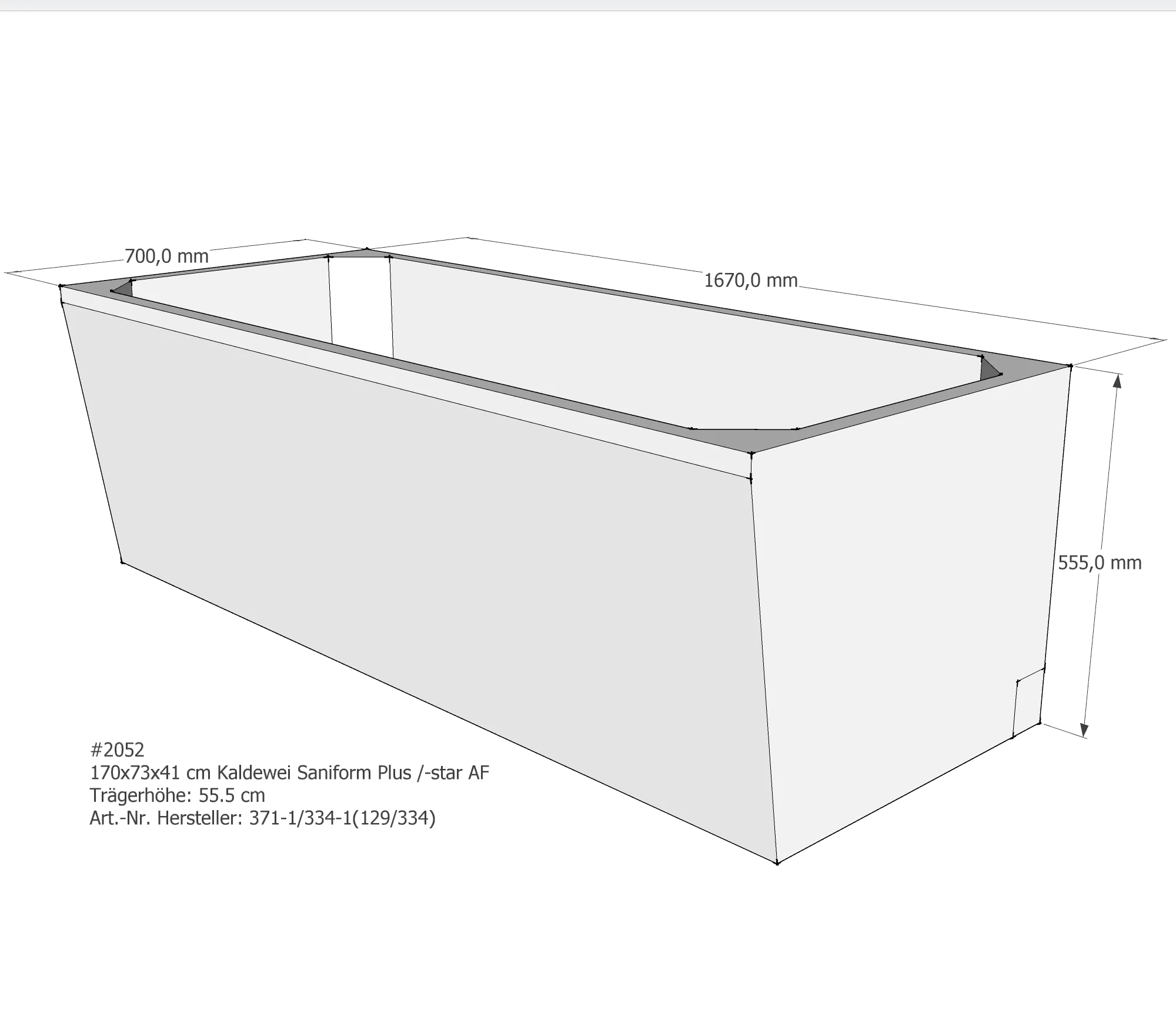 Badewannenträger für Kaldewei Saniform Plus 170 × 73 × 41 cm Badewannenträger für Kaldewei Saniform Plus 170 × 73 × 41 cm