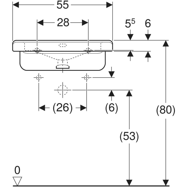 Wandwaschtisch „Renova Comfort Square“, rechteckig 55 × 52,5 cm in weiß alpin Wandwaschtisch „Renova Comfort Square“, rechteckig 55 × 52,5 cm in weiß alpin