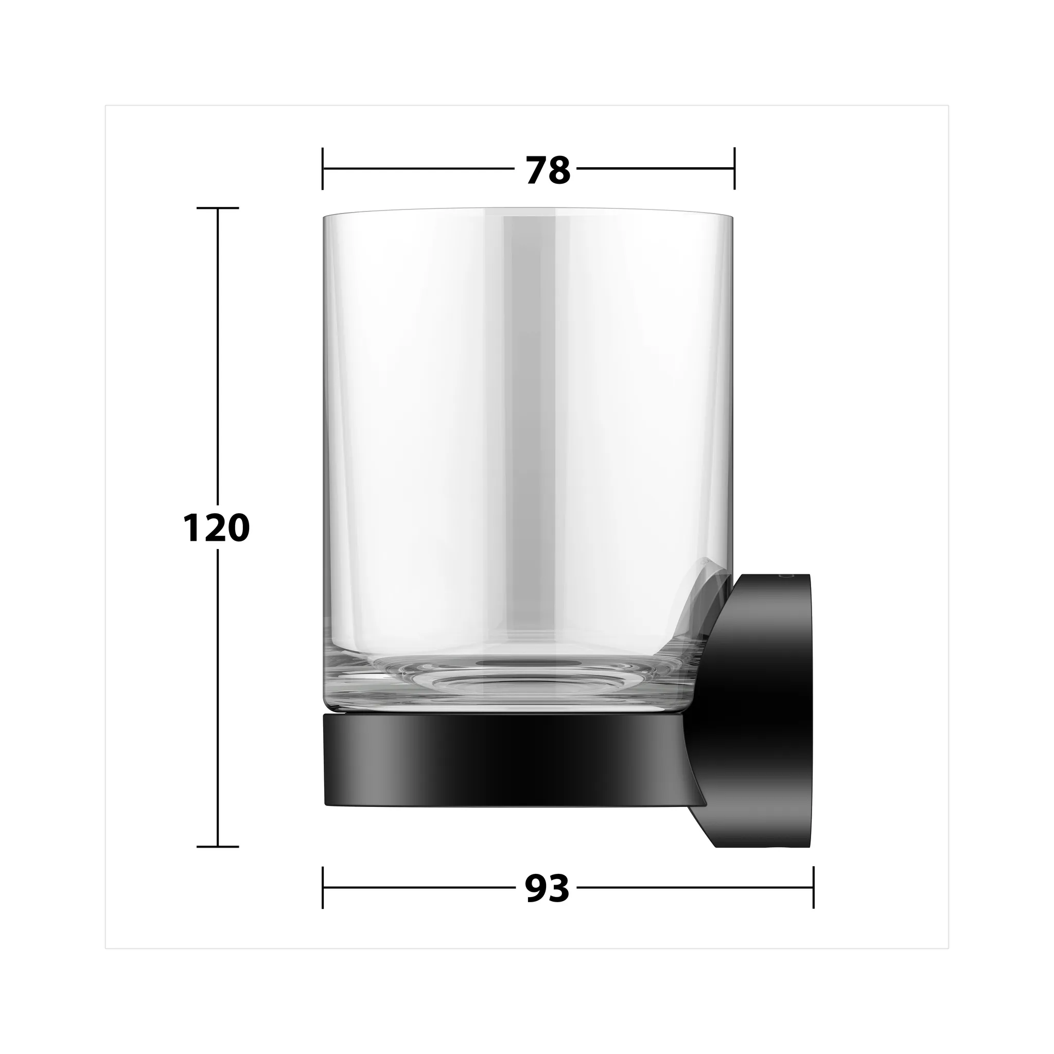 Collection REVA Glashalter mit Echtkristall-Glas schwarz matt