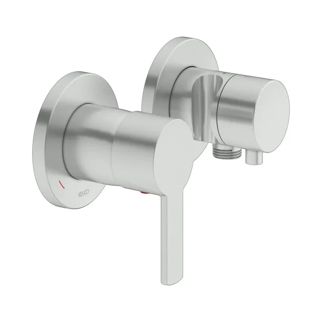 KEUCO PLAN BLUE Einhebelmischer-Set Unterputz für 2 Verbraucher mit Schlauchanschluss und Brausehalter 2-Wege Edelstahl-finish