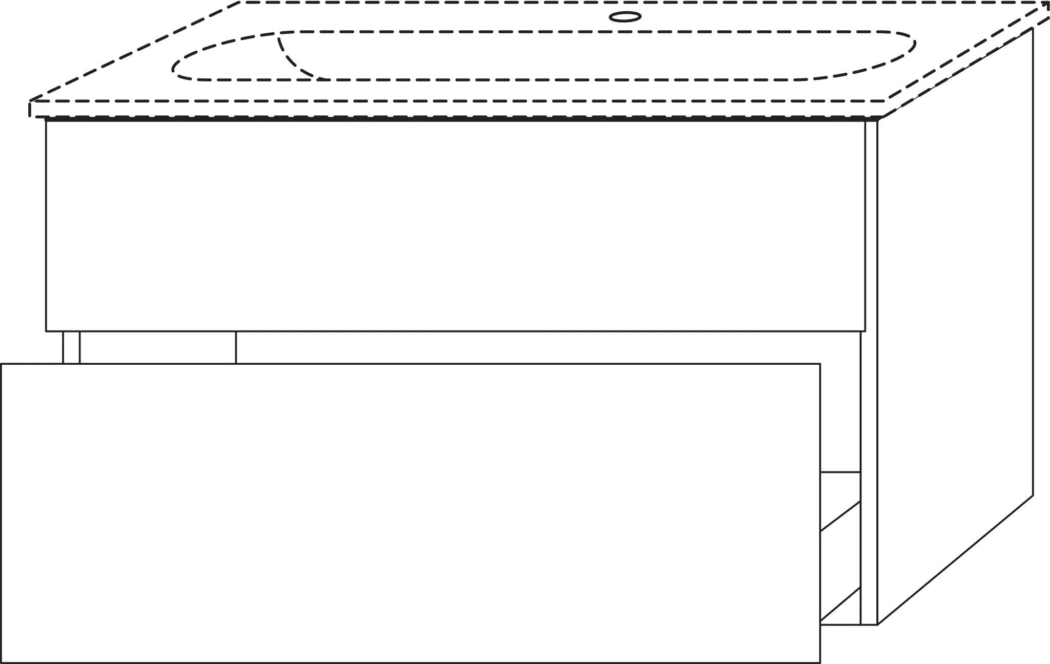 Waschtischunterbau mit Auszügen 3way (UF411) 582x730x467 Schwarz-Matt