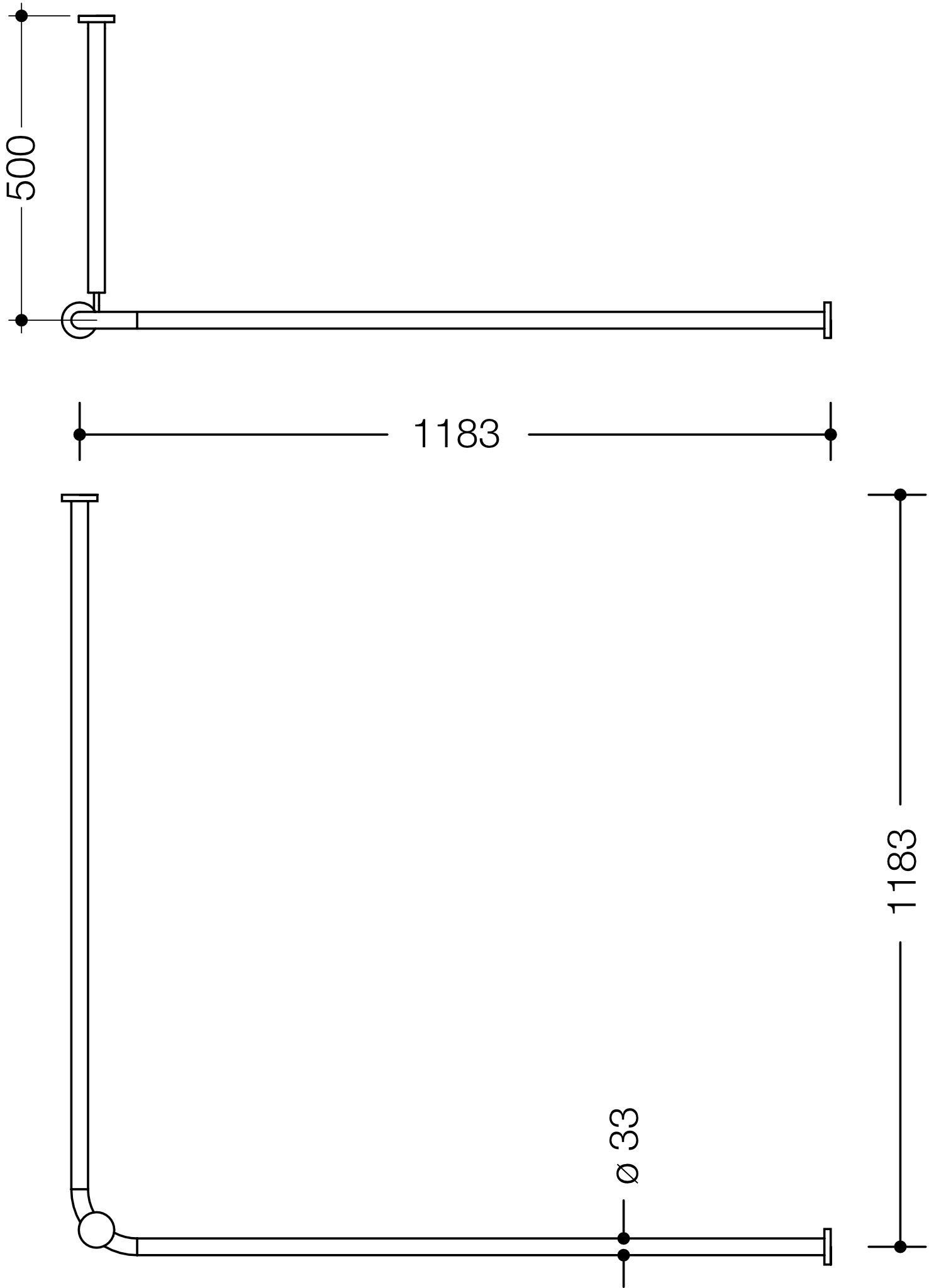 HEWI Duschvorhangstange „Serie 801“ 121,8 × 121,8 cm HEWI Duschvorhangstange „Serie 801“ 121,8 × 121,8 cm