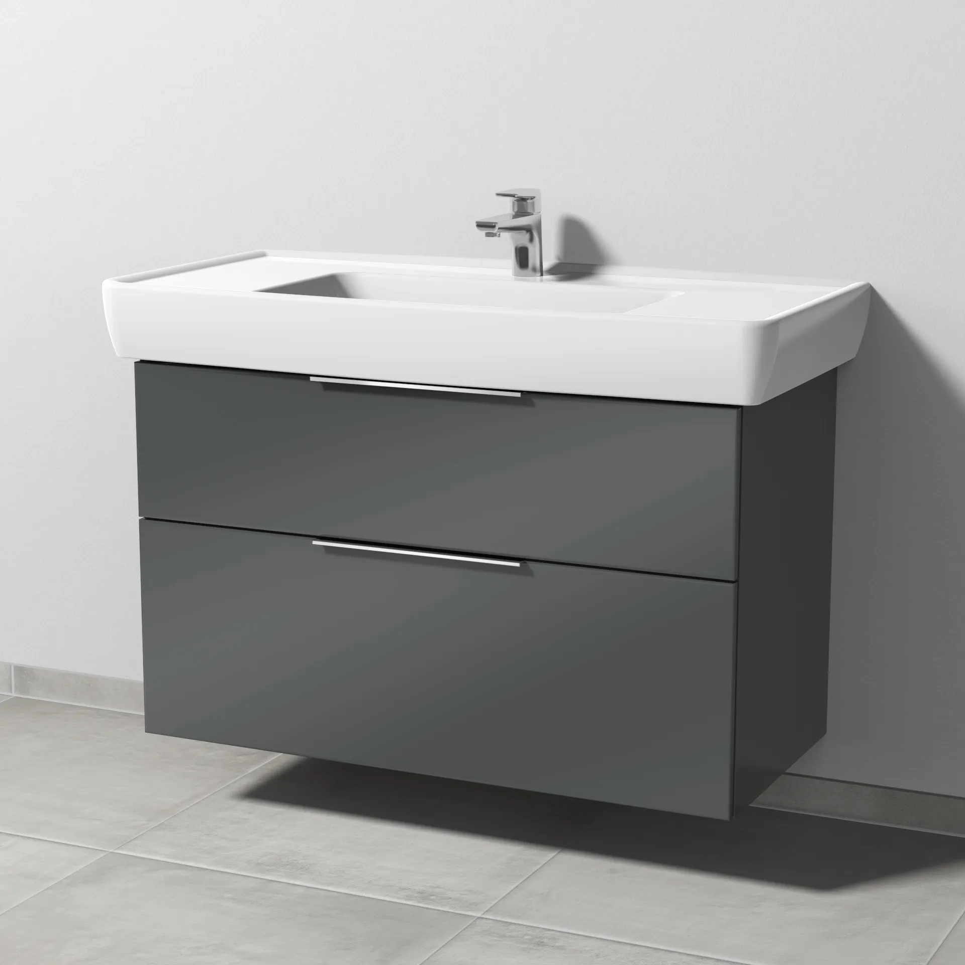 Sanipa Waschtischunterschrank „3way“ 950 × 588 × 447 mm in Anthrazit (glanz) Sanipa Waschtischunterschrank „3way“ 950 × 588 × 447 mm in Anthrazit (glanz)