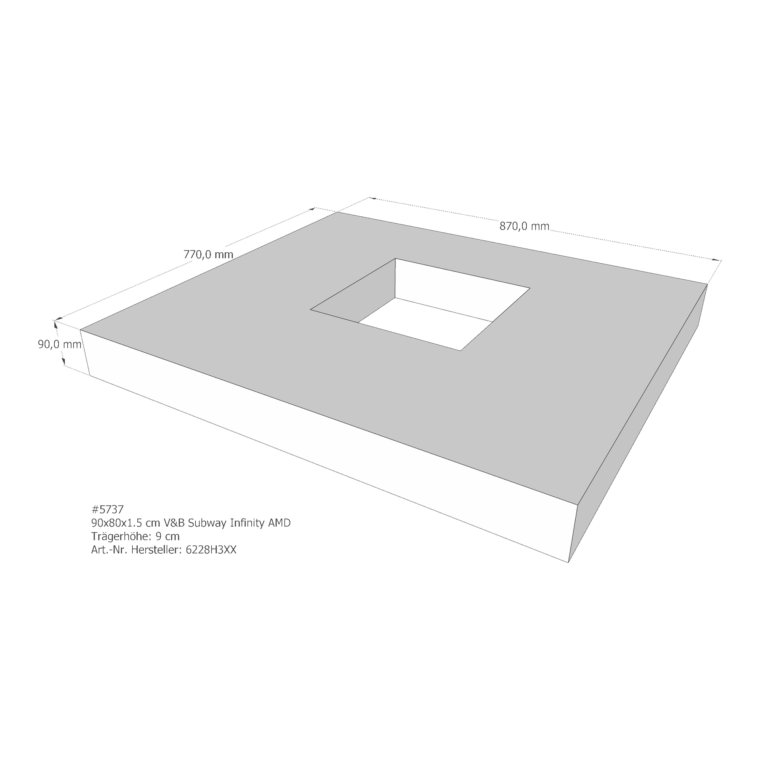 Duschwannenträger für Villeroy & Boch Subway Infinity 90 × 80 × 1,5 cm