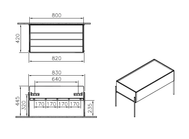 VitrA Equal Unterschrank 83 x 45 cm 1 Vollauszug Schwarz-Eiche