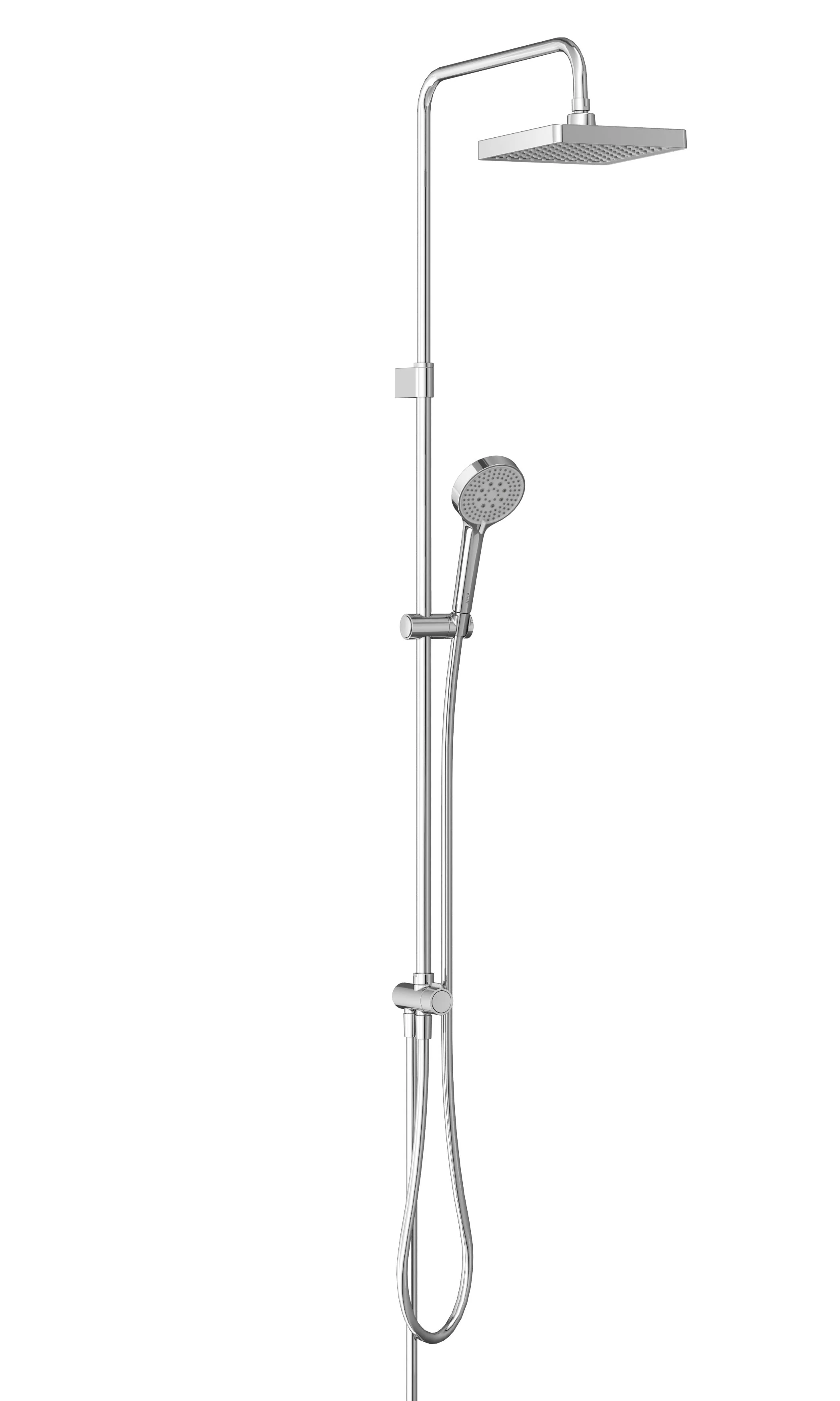 Base Square Duschsystem mit Kopf- und Handbrause Wandmontage Chrom