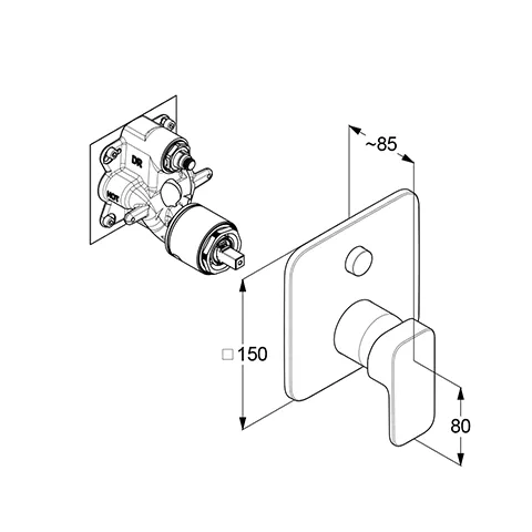 Kludi RENON UP-Wafü-Brause-EHM, Unterputz-Wannenfüll-und Brause-Einhandmischer, Oberfläche N0 Brushed Gold
