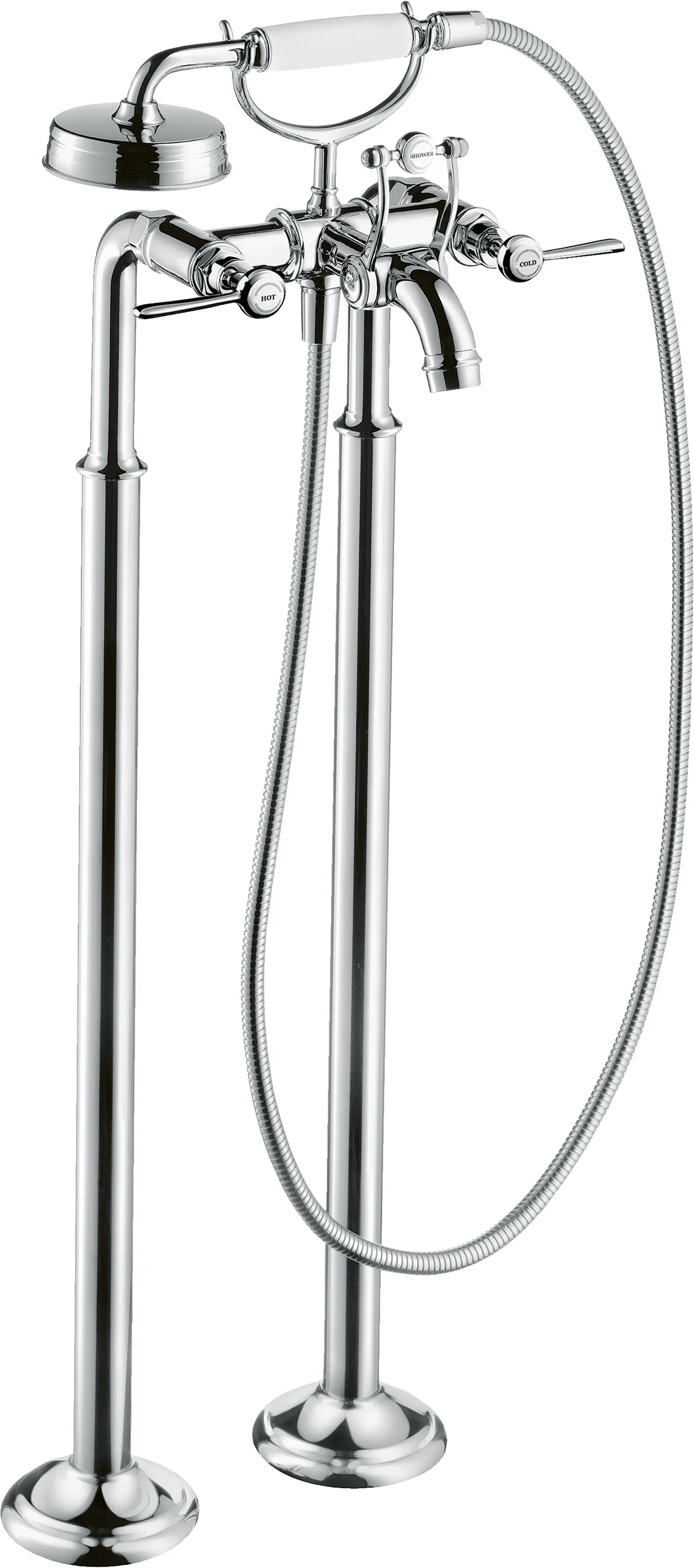 Hansgrohe AXOR Montreux 2-Griff Wannenarmatur bodenstehend, Chrom, Ausladung 234 mm