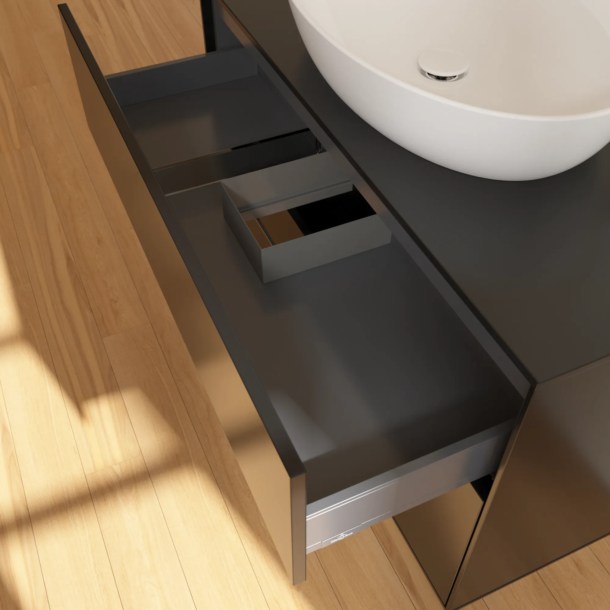 Villeroy & Boch Waschbeckenunterschrank Finion F88, 1000x603x501 mm, Black Matt Lacquer, mit SoftClosing und Push-to-open Funktion Villeroy & Boch Waschbeckenunterschrank Finion F88, 1000x603x501 mm, Black Matt Lacquer, mit SoftClosing und Push-to-open Funktion