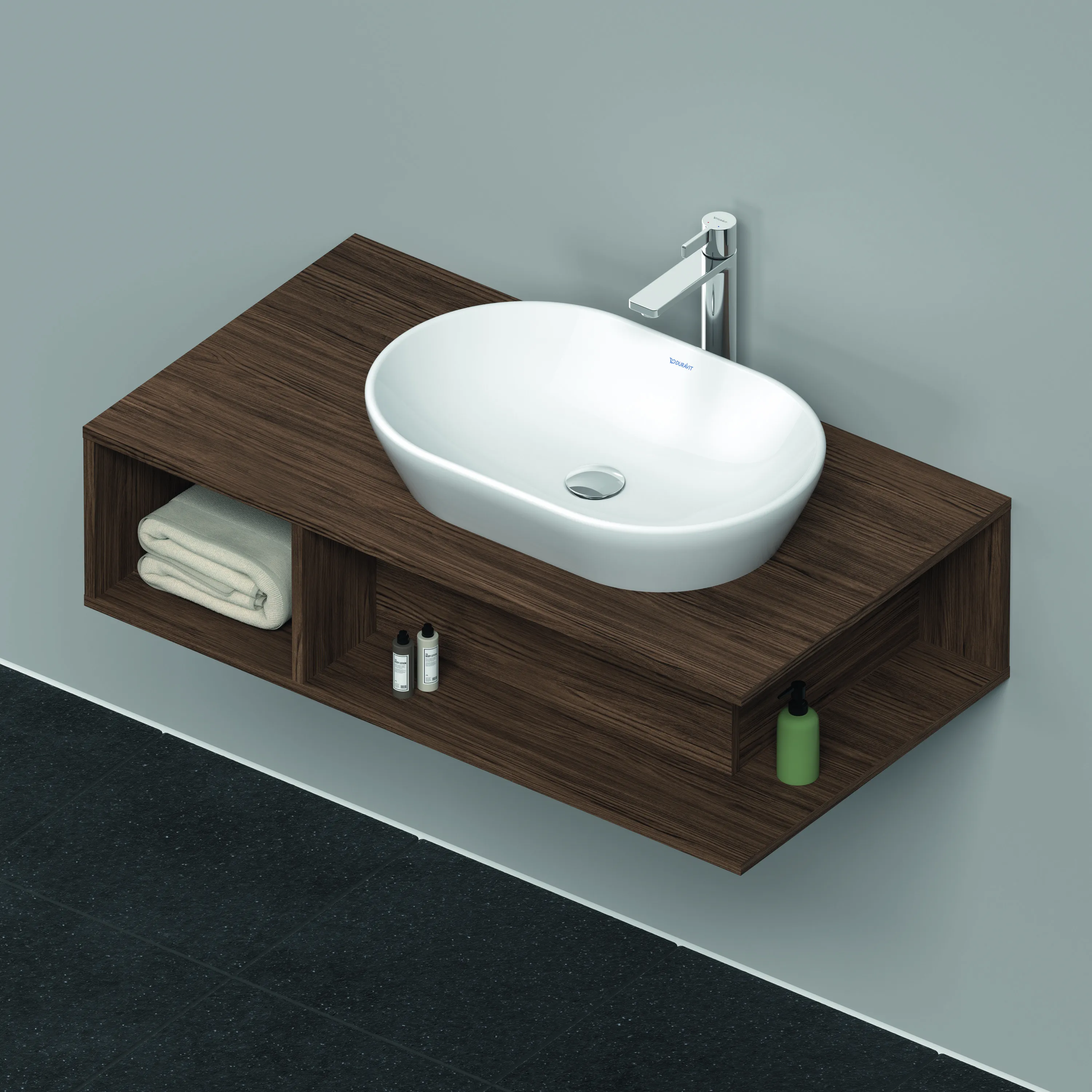 Duravit Waschtischunterschrank wandhängend „D-Neo“ 100 × 26 × 55 cm Nussbaum Dunkel