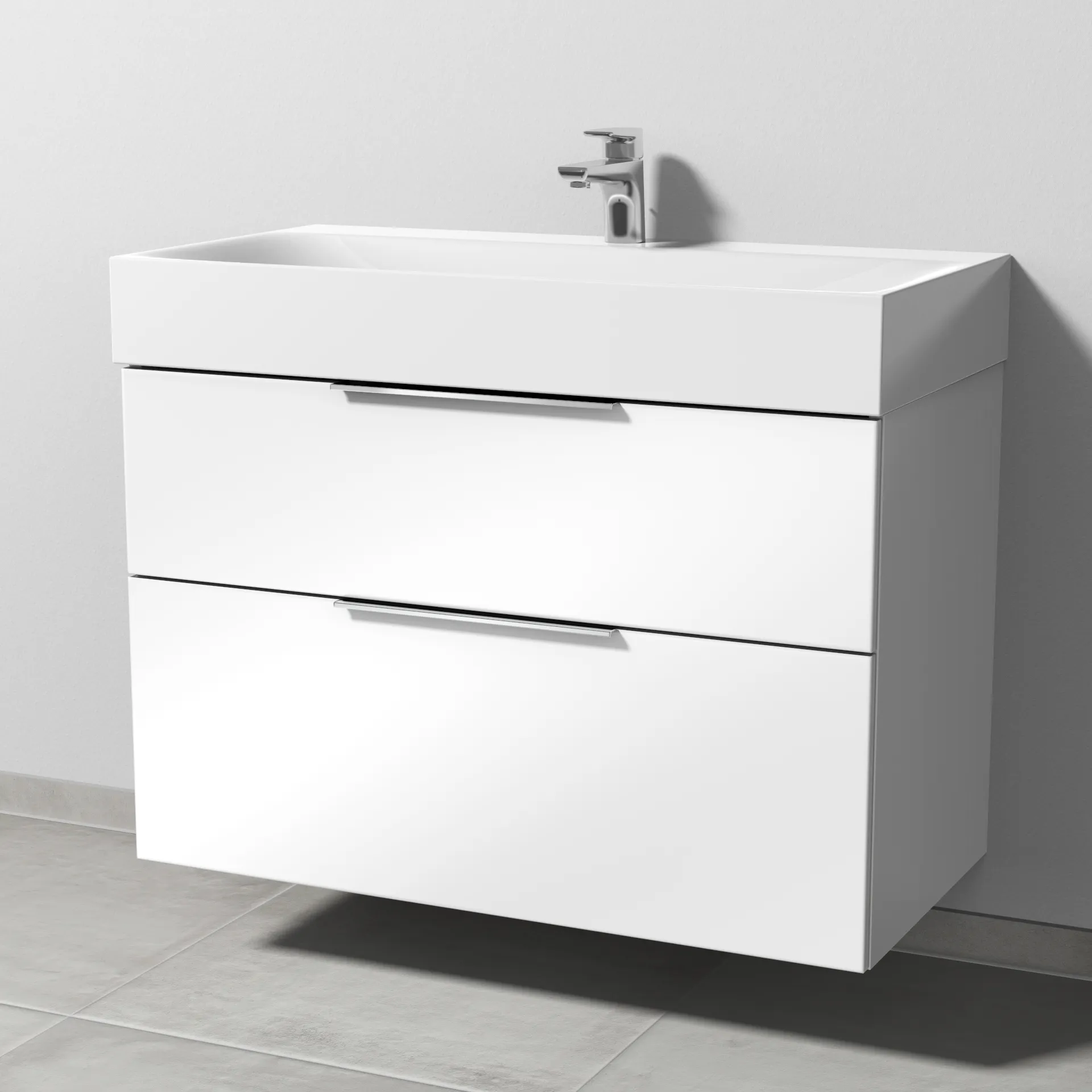 Sanipa Waschtischunterschrank „3way“ passend zu Stahl-Email-Waschtische Silenio von Kaldewei 890 × 582 × 452 mm in Weiß (glanz)