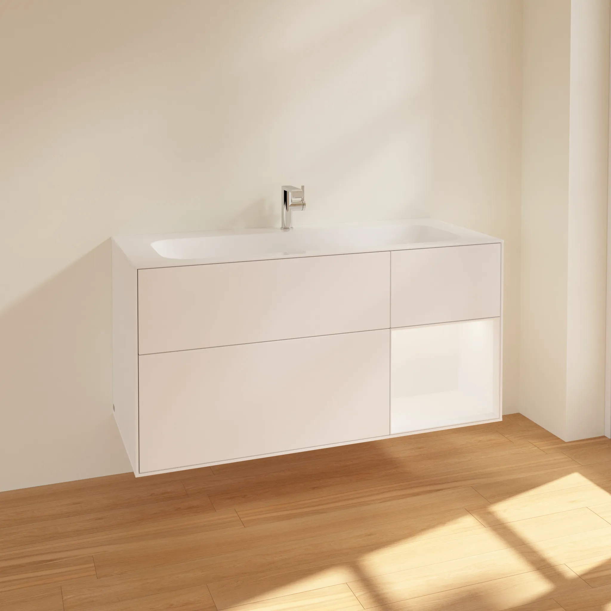 Villeroy & Boch Waschtischunterschrank „Finion“ für Schrankwaschtisch 1196 × 591 × 498 mm White Matt Lacquer, für Becken mittig