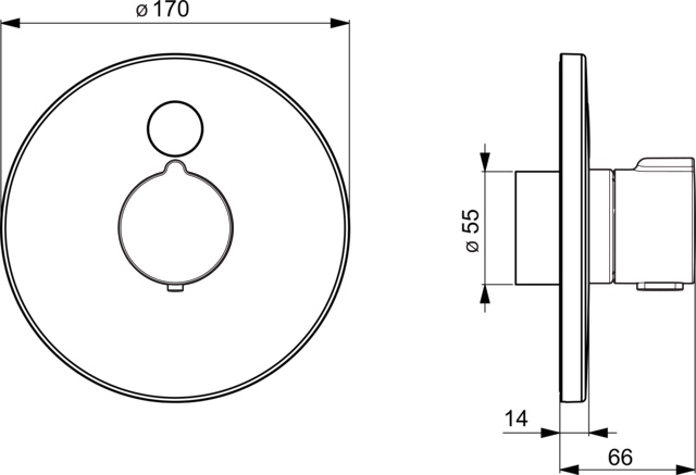 HA Fertigmontageset für Brausebatterie HANSAELECTRA 8190 Rosette rund 3 V Chrom