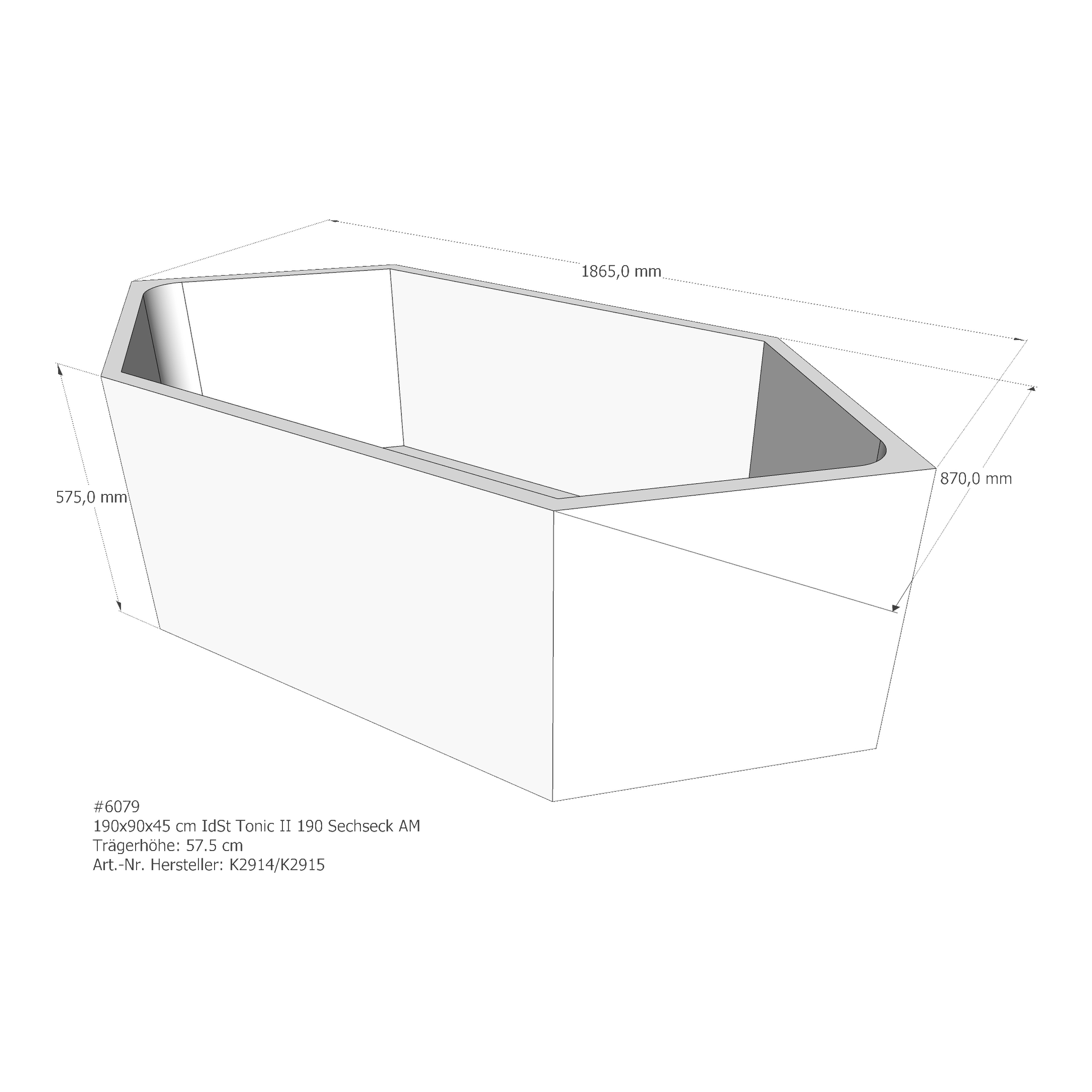 Badewannenträger für Ideal Standard Tonic II 190 Sechseck 190 × 90 × 45 cm