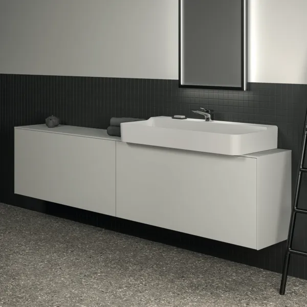 Ideal Standard Waschtischunterschrank „Conca“ 238,7 × 55 × 37,3 cm Weiß matt lackiert Ideal Standard Waschtischunterschrank „Conca“ 238,7 × 55 × 37,3 cm Weiß matt lackiert