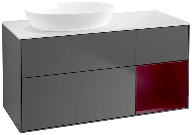 Villeroy & Boch Waschtischunterschrank „Finion“ für Schrankwaschtisch 1200 × 603 × 501 mm Anthracite Matt Lacquer, für Becken links, ohne Hahnlochbohrung