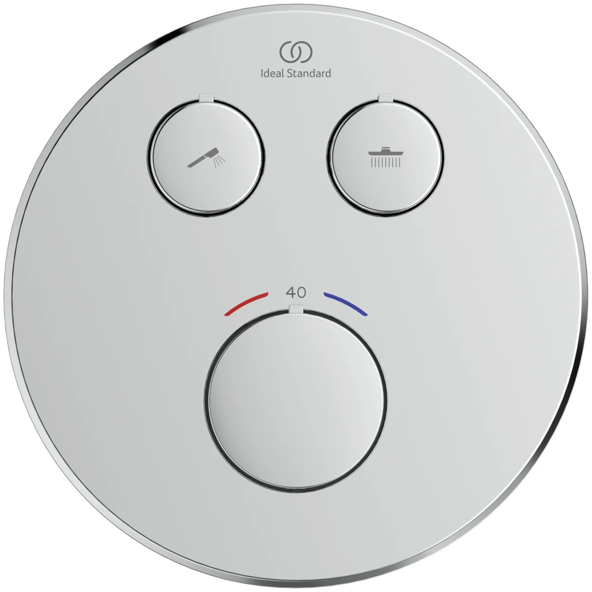 Ideal Standard Ceratherm Navigo Unterputz-Thermostat rund Chrom für Wanne & Dusche, 2 Verbraucher