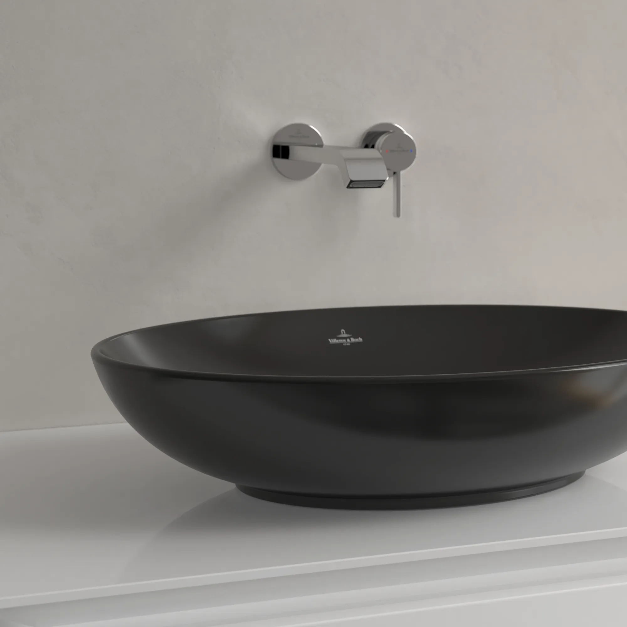 Villeroy & Boch Aufsatzwaschbecken Loop & Friends Pure Black CeramicPlus 560x380x150mm mit Überlauf