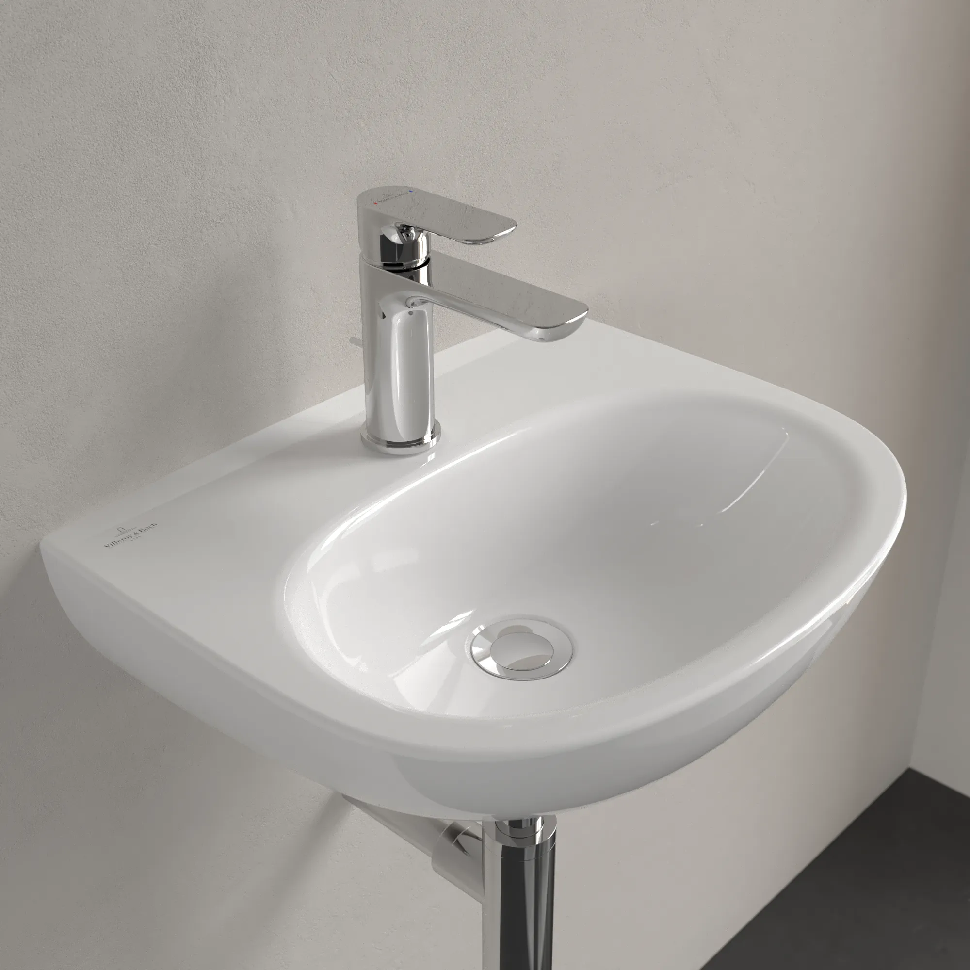 Villeroy & Boch Handwaschbecken „O.novo“ 450 × 360 × 160 mm, für Becken mittig, Hahnlochposition mittig in Weiß Alpin