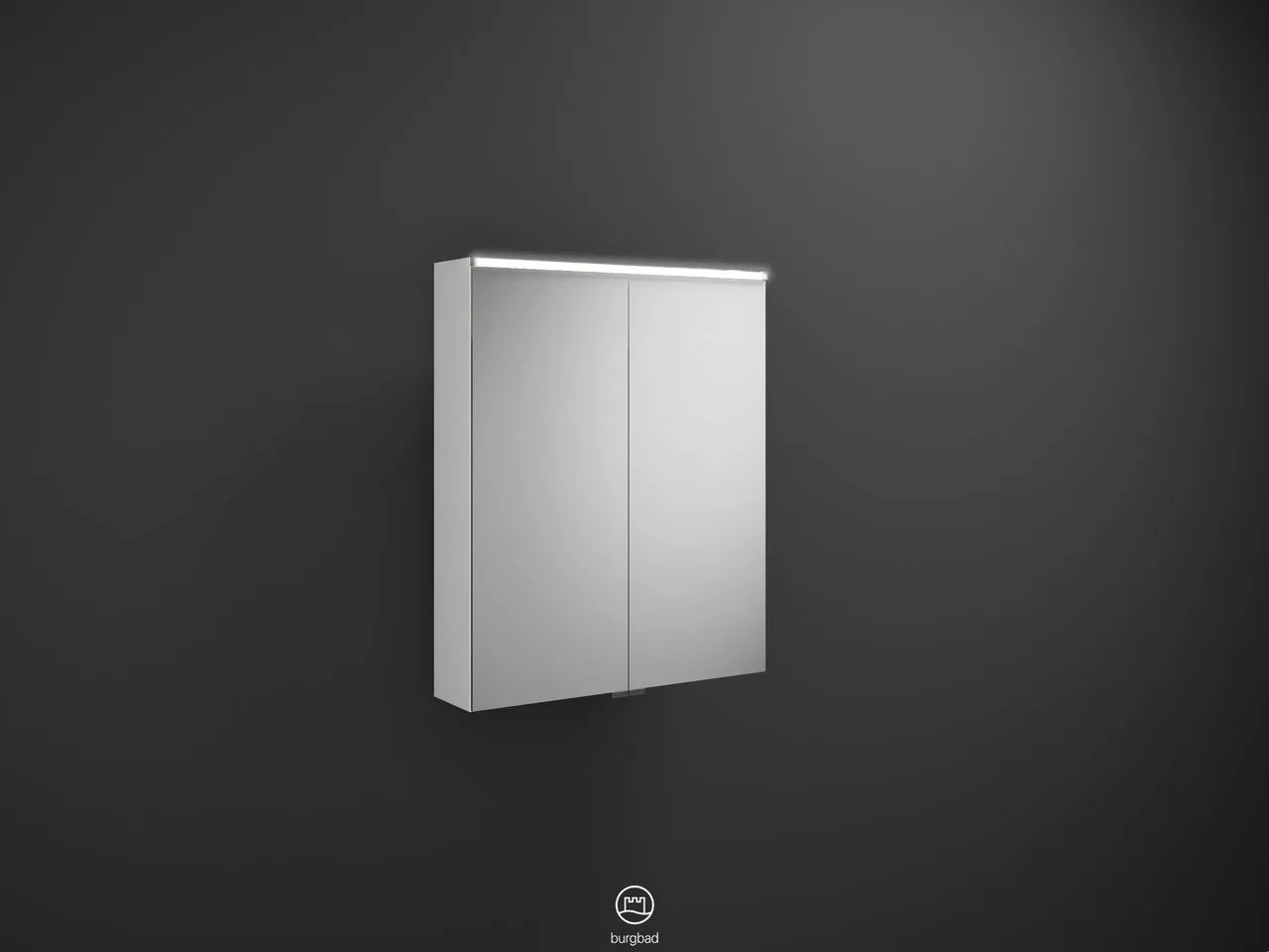 Spiegelschrank Eqio von burgbad - beidseitig verspiegelt, LED-Aufsatzleuchte 4250 K, 170 mm tief, 650 mm breit, 800 mm hoch