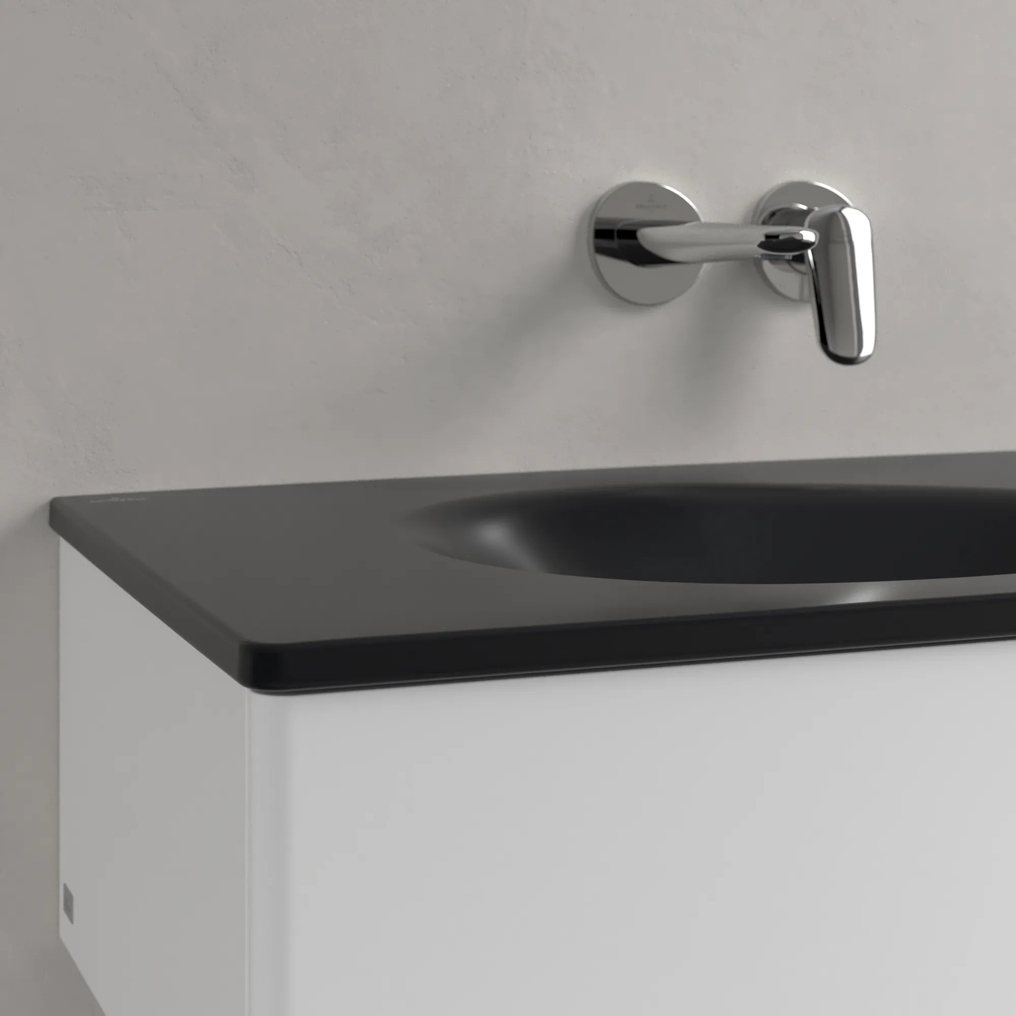 Villeroy & Boch Wandwaschtisch „Antao“ 800 × 500 × 180 mm, ohne Hahnlochbohrung, für Becken mittig in Pure Black Villeroy & Boch Wandwaschtisch „Antao“ 800 × 500 × 180 mm, ohne Hahnlochbohrung, für Becken mittig in Pure Black