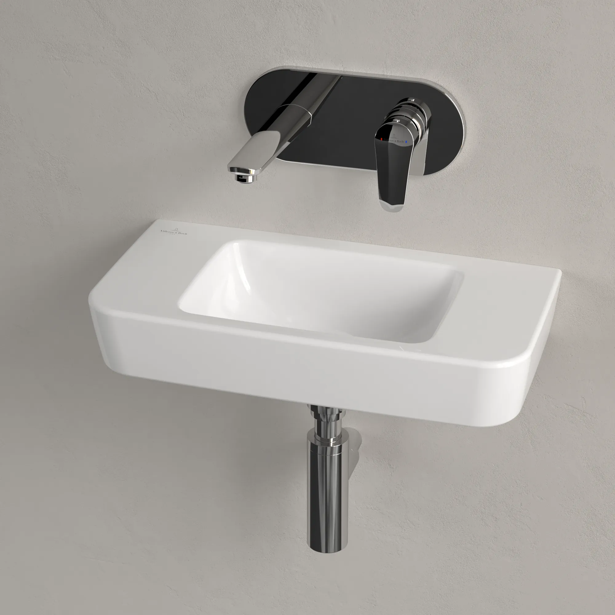 Villeroy & Boch Handwaschbecken „O.novo“ Compact 500 × 250 × 145 mm, für Becken mittig, ohne Hahnlochbohrung in Weiß Alpin Villeroy & Boch Handwaschbecken „O.novo“ Compact 500 × 250 × 145 mm, für Becken mittig, ohne Hahnlochbohrung in Weiß Alpin