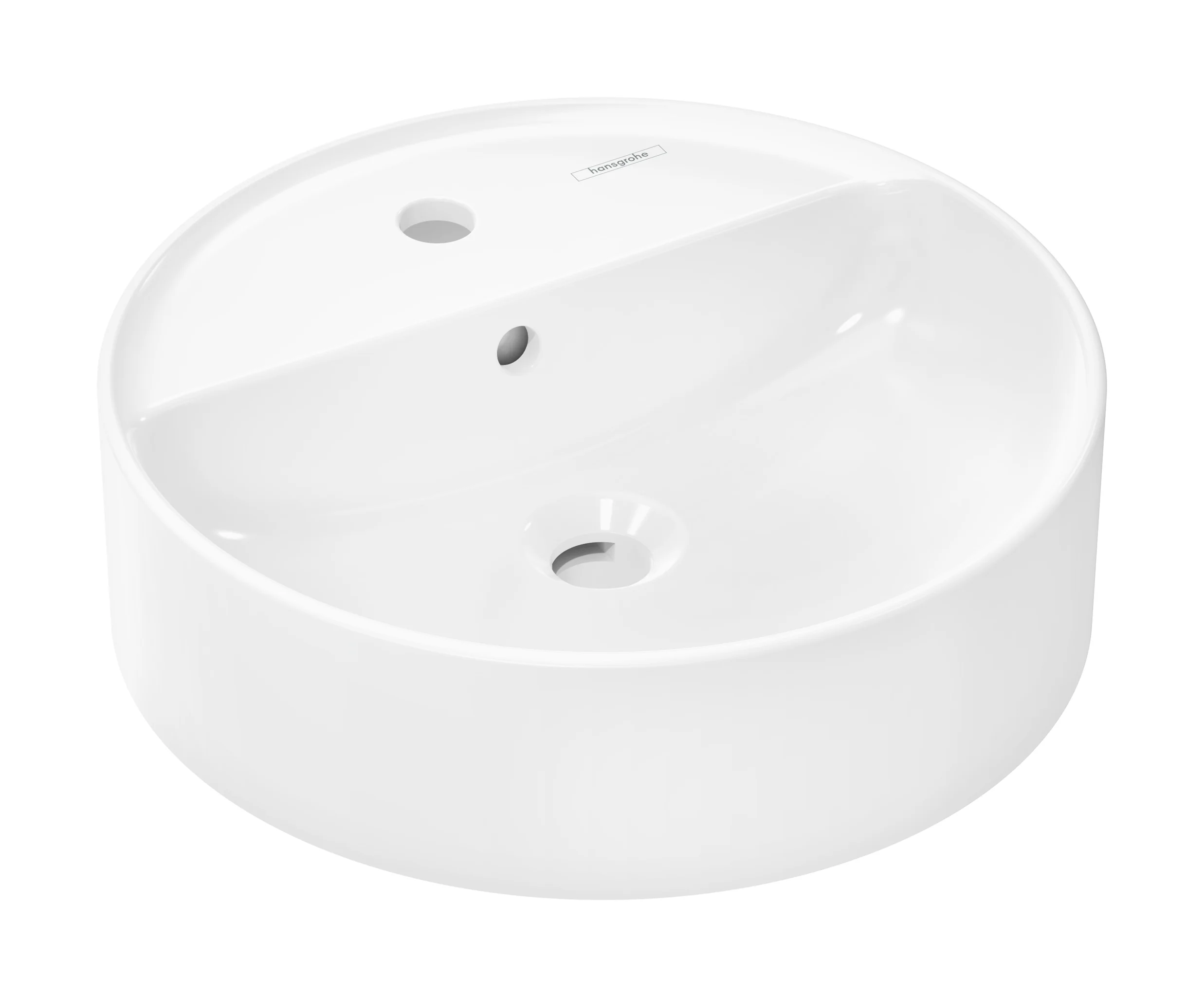 Hansgrohe Aufsatzwaschtisch Xuniva S, weiß, 450x450 mm, glänzend, mit Hahnloch und Überlauf, CL25