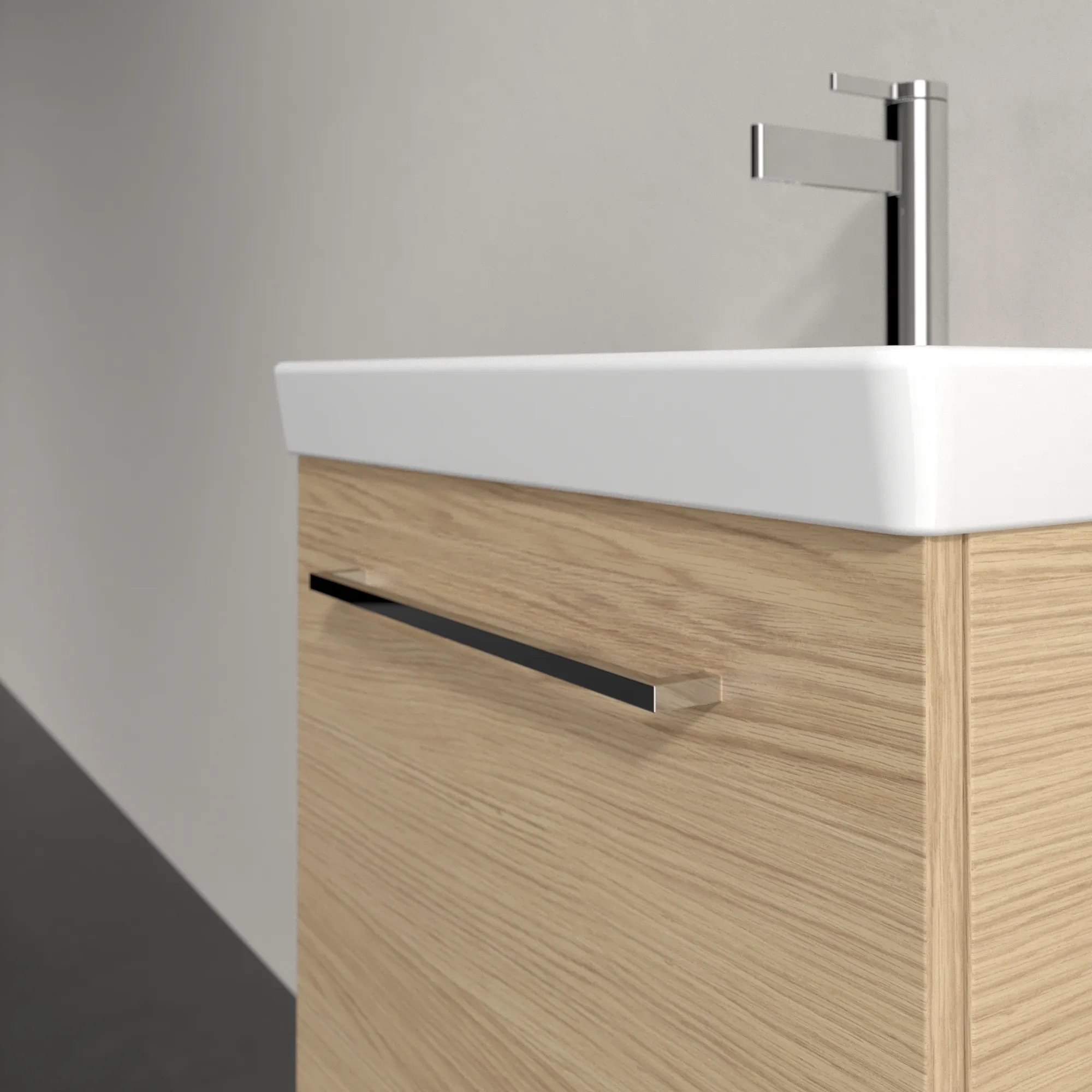 Villeroy & Boch Waschtischunterschrank mit Tür „Avento“ für Schrankwaschtisch 530 × 514 × 352 mm Nordic Oak, Anschlag rechts, Soft Closing, 1 Tür