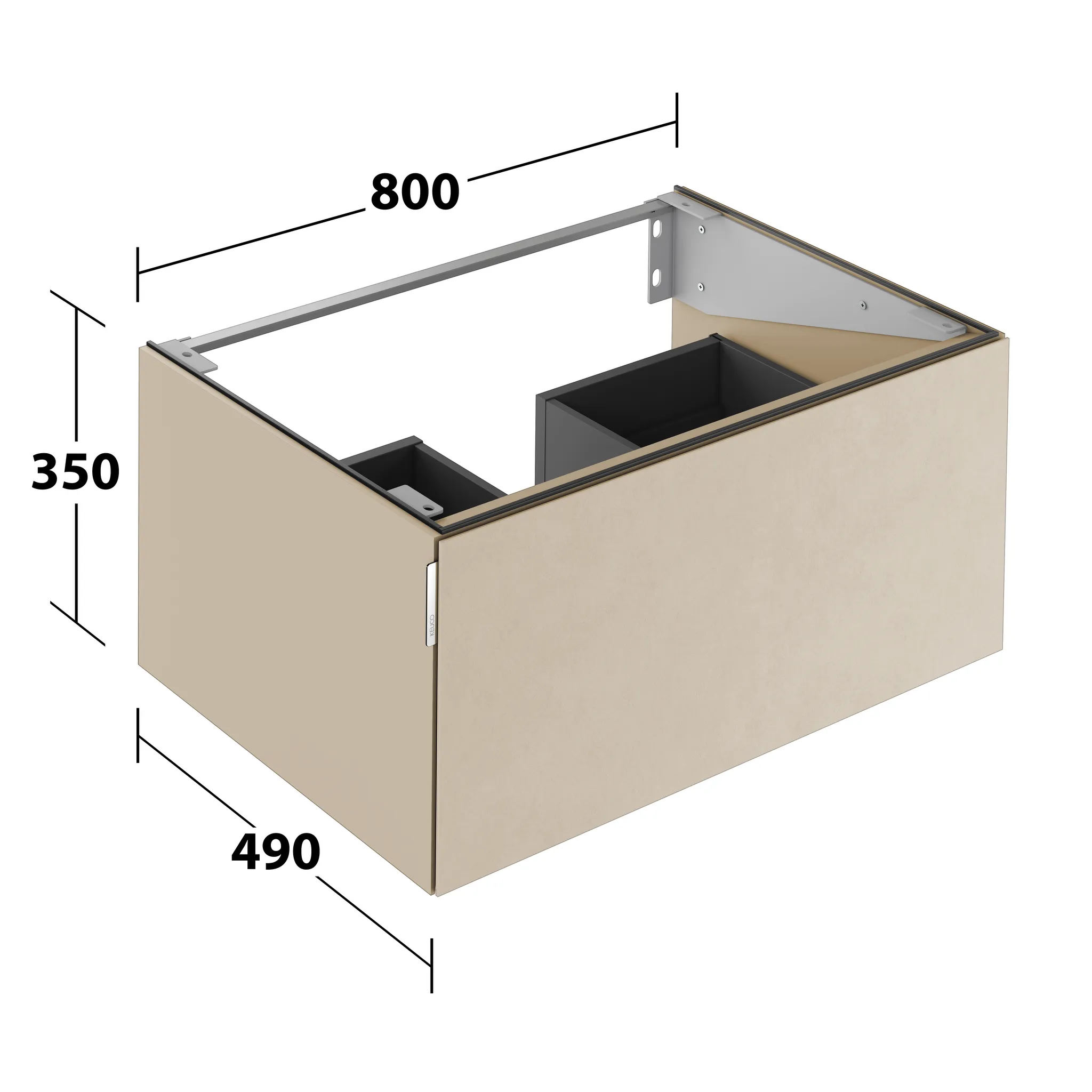 KEUCO Waschtischunterschrank mit Auszug „Edition 11 Art“ Sahara (Keramik), Sand (Lack, seidenmatt), mit Beleuchtung 800 × 350 × 490 mm