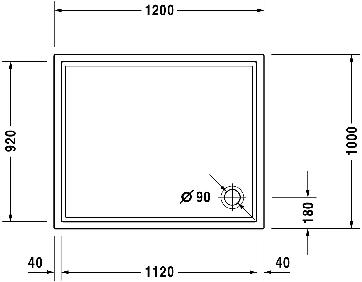 Duravit rechteck Duschwanne „Starck Slimline“ 120 × 100 cm 