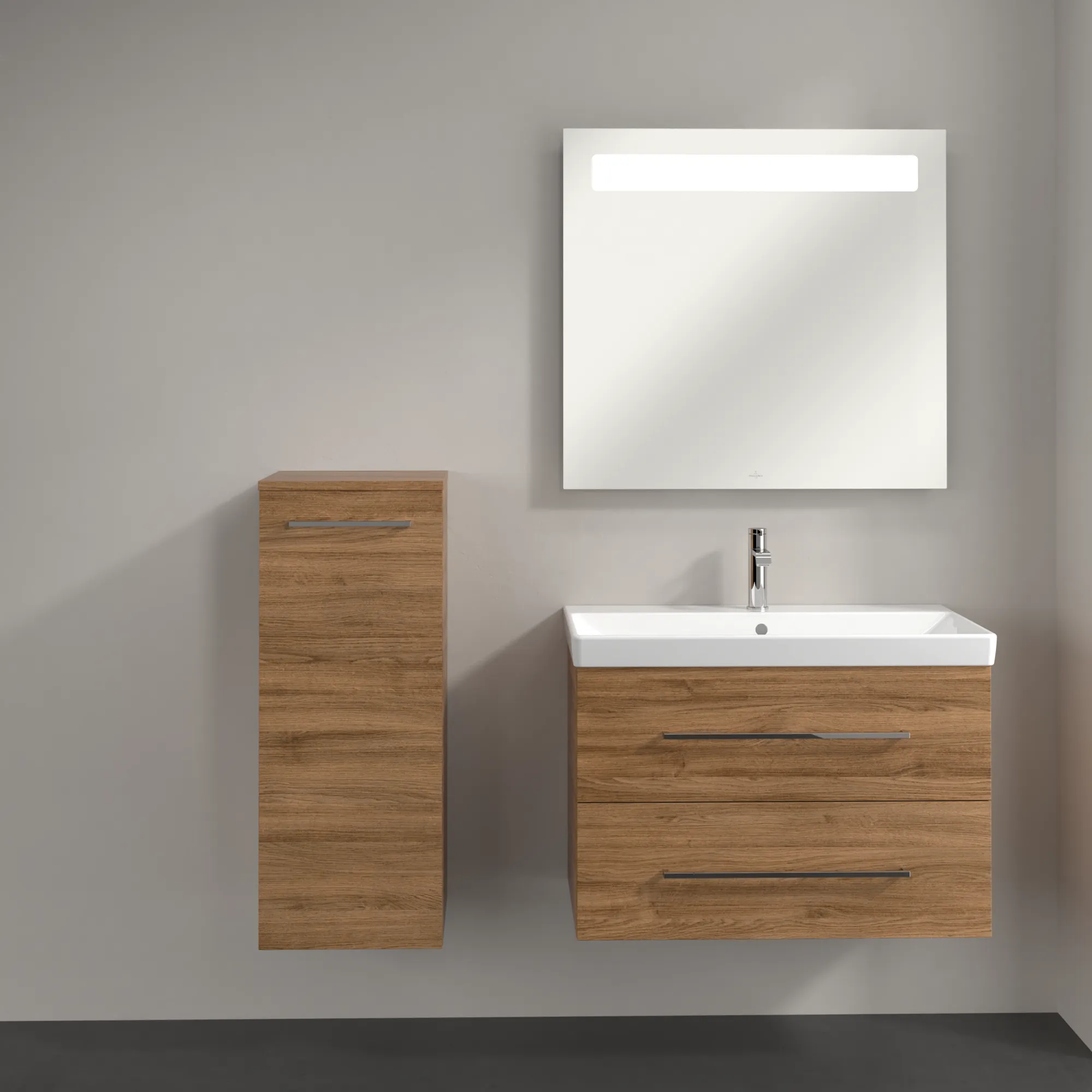 Villeroy & Boch Seitenschrank „Avento“ 35 × 89 × 37,3 × 37,3 cm Kansas Oak, Anschlag links, Soft Closing, 1 Tür Villeroy & Boch Seitenschrank „Avento“ 35 × 89 × 37,3 × 37,3 cm Kansas Oak, Anschlag links, Soft Closing, 1 Tür