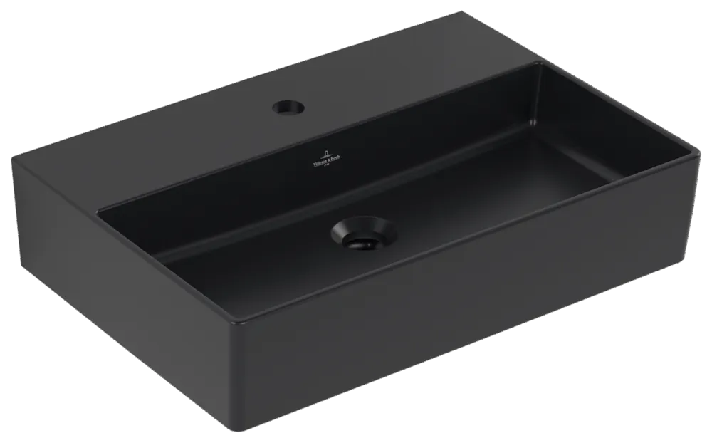 Villeroy & Boch Wandwaschtisch aus TitanCeram geschliffen „Memento 2.0“ 600 × 420 × 135 mm, mit Hahnlochbohrung, Hahnlochposition mittig in Pure Black Villeroy & Boch Wandwaschtisch aus TitanCeram geschliffen „Memento 2.0“ 600 × 420 × 135 mm, mit Hahnlochbohrung, Hahnlochposition mittig in Pure Black