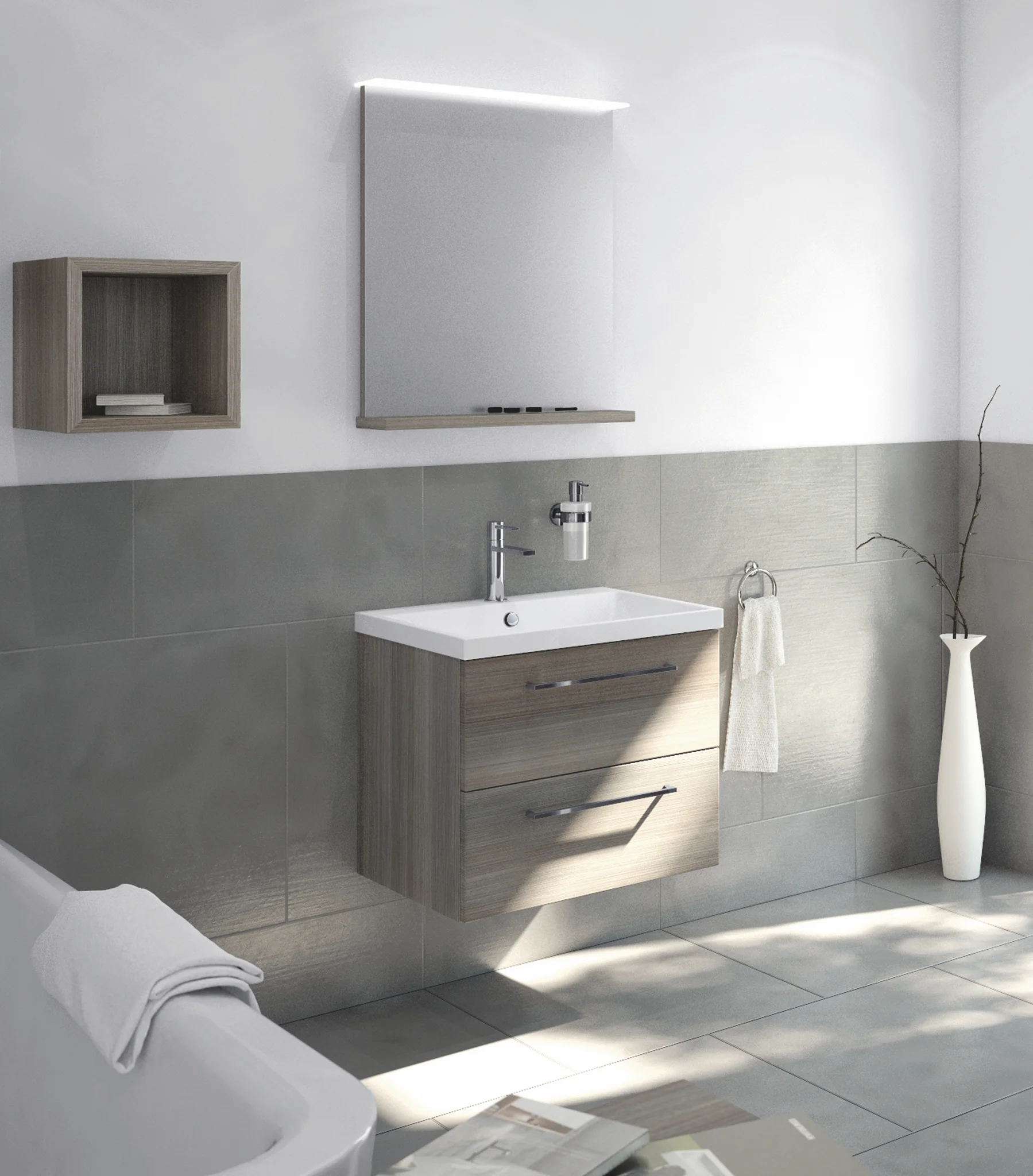Aufsatzwaschtisch „Puro“ 60 × 46 cm, mit Überlauf in cool grey 70 mit Perl-Effekt Aufsatzwaschtisch „Puro“ 60 × 46 cm, mit Überlauf in cool grey 70 mit Perl-Effekt