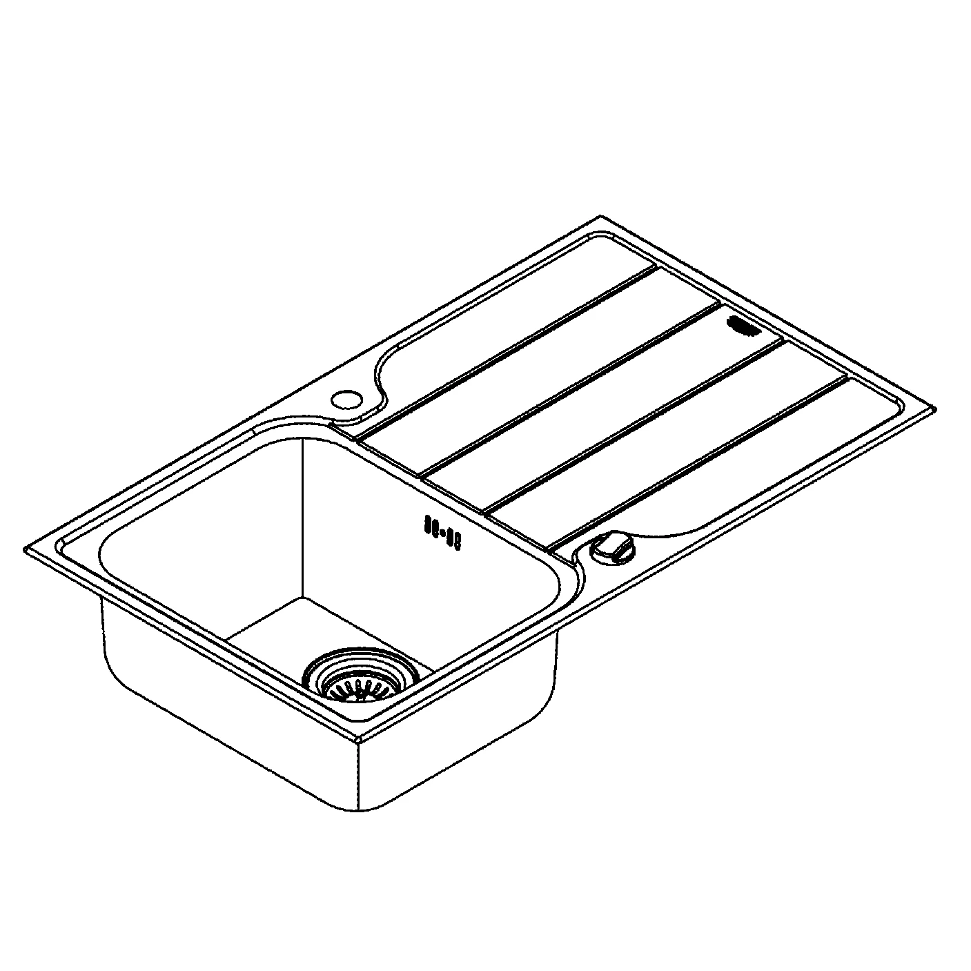 Edelstahlspüle K500 31571_1, mit Abtropffläche, Modell: K500 45-S 86/50 1.0 rev, Montageart: aufliegend oder flächenbündig, Maße: 860 x 500 mm, 1 Becken: 340 x 420 x 170 mm, edelstahl