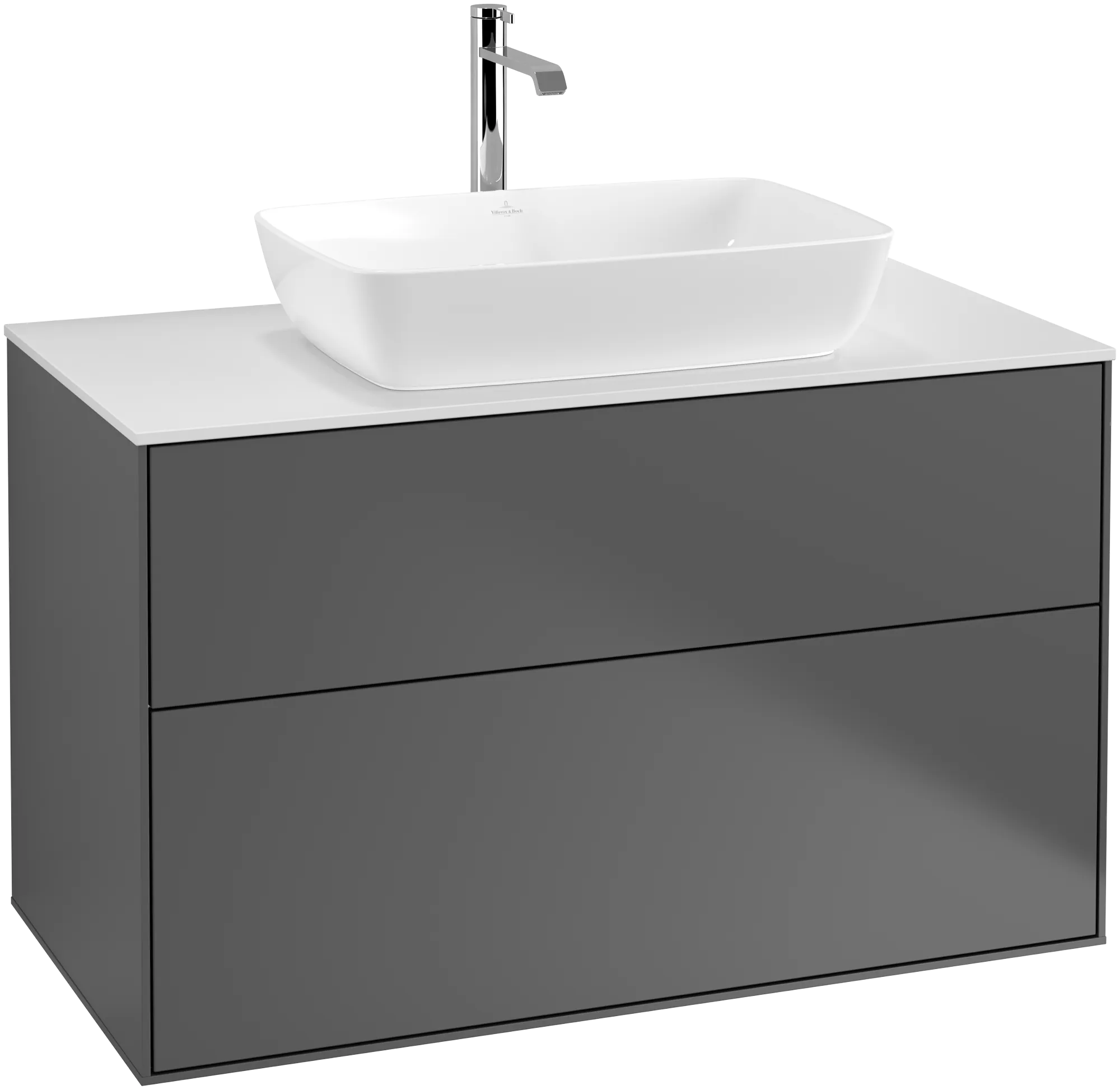 Villeroy & Boch Finion Waschbeckenunterschrank F76, anthrazit matt lackiert / glass white matt