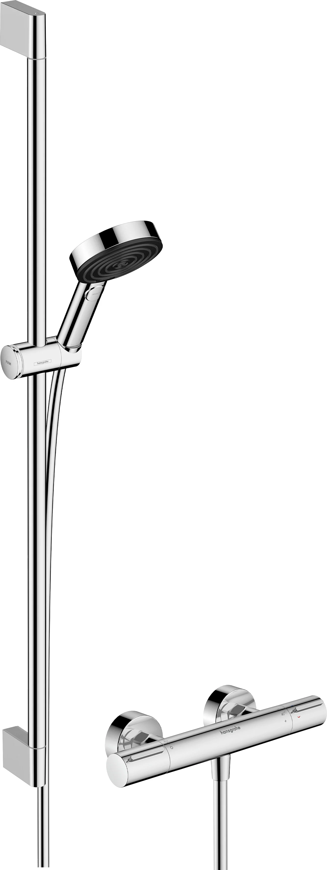 Hansgrohe Pulsify Select S Brausesystem 105 mm, 3 Strahlarten, Chrom, 90 cm Brausestange