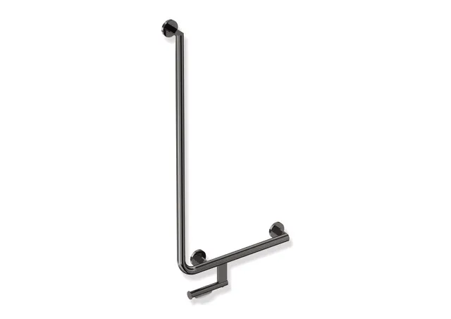 HEWI Winkelgriff mit WC-Papierrollenhalter, System 900, Edelstahl, PVD schwarzchr glzd HEWI Winkelgriff mit WC-Papierrollenhalter, System 900, Edelstahl, PVD schwarzchr glzd