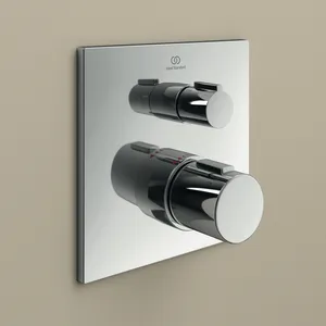 Badethermostat Unterputz Ceratherm C100, Bausatz 2, Rosette 163x163mm, Brushed Gold Badethermostat Unterputz Ceratherm C100, Bausatz 2, Rosette 163x163mm, Brushed Gold