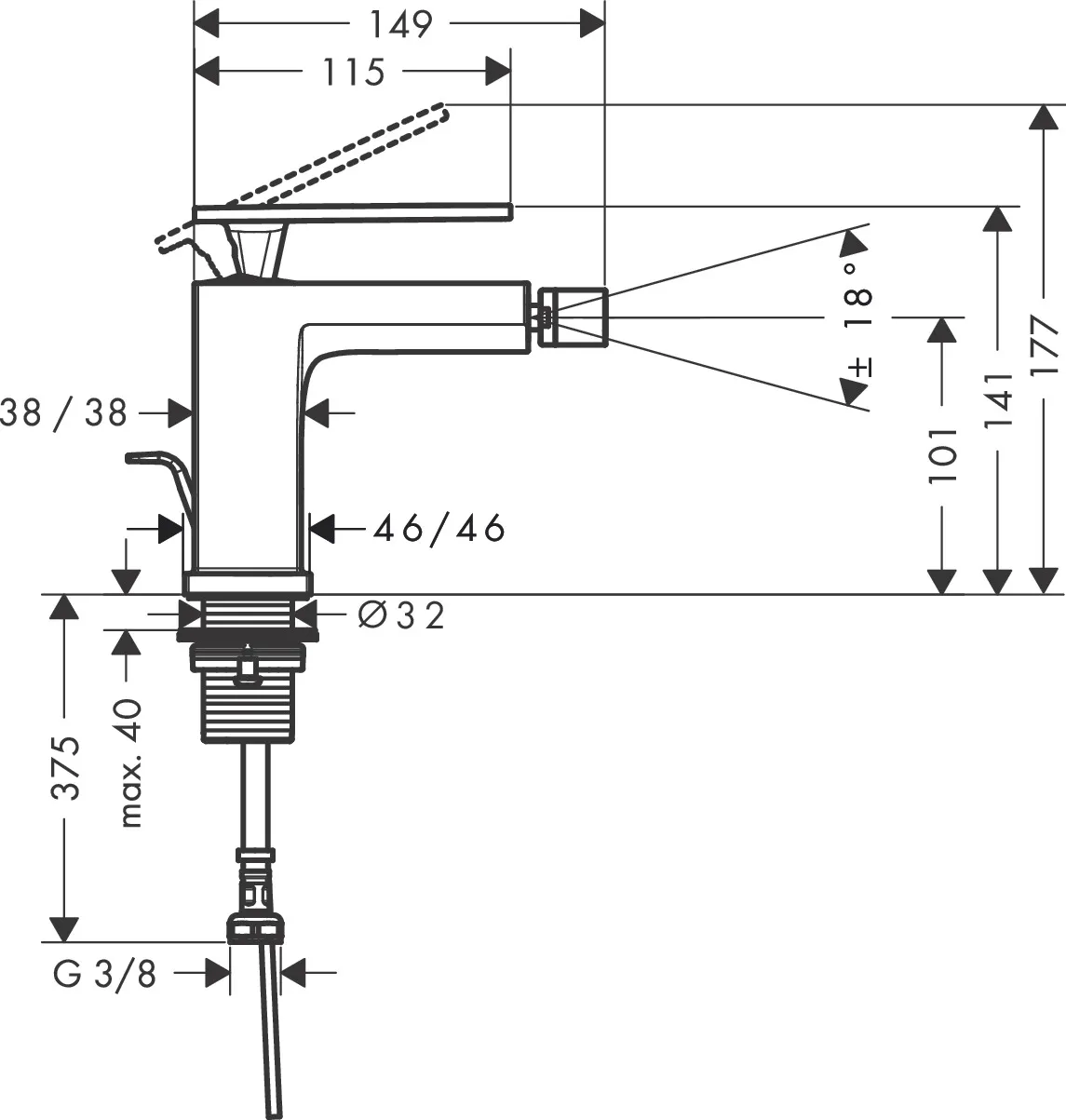 Tecturis E Einhebel-Bidetmischer mit Zugstangen-Ablaufgarnitur Chrom Tecturis E Einhebel-Bidetmischer mit Zugstangen-Ablaufgarnitur Chrom