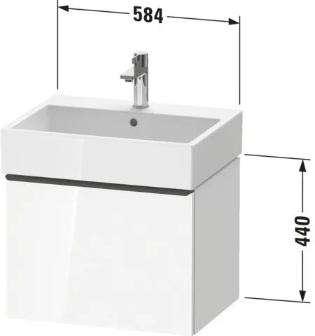 Duravit Waschtischunterschrank wandhängend „D-Neo“ 58,4 × 44 × 44,2 cm in Betongrau Matt